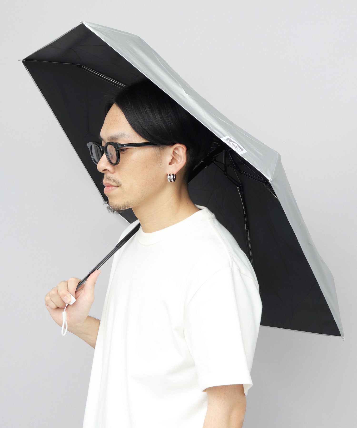 ジェリー GERRY 傘 日傘 晴雨兼用 UVカット 遮光 シルバー 黒 白 メンズ 折り畳み傘