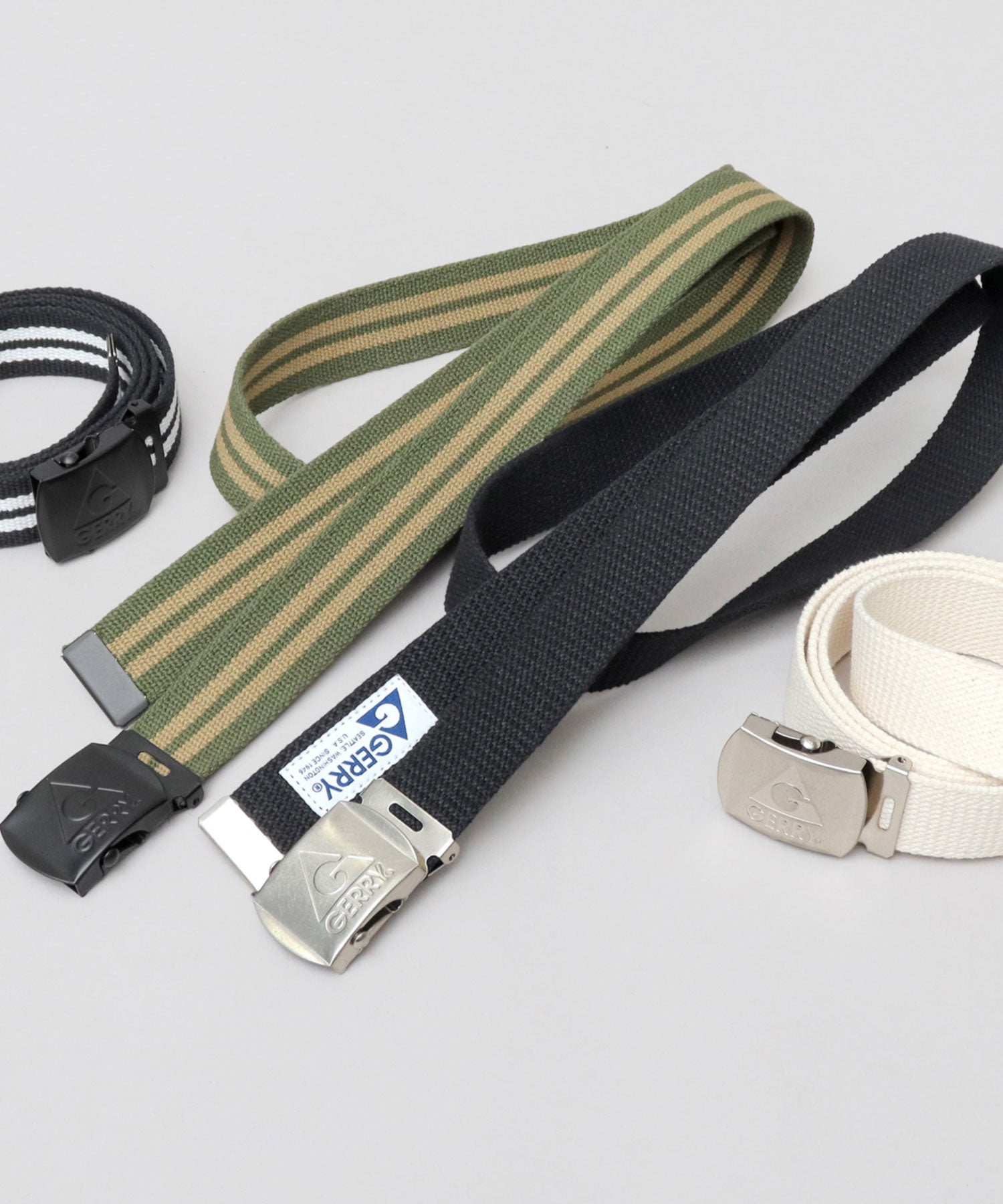 JERRY GERRY Antique Silver Buckle Gacha Belt Matte Black Gacha Belt GI Belt