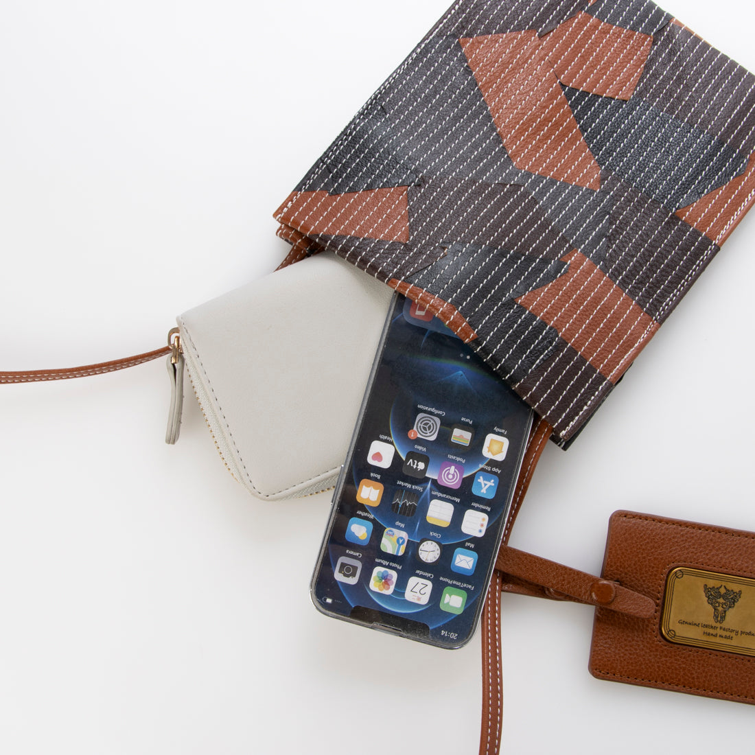 Genuine Leather Patchwork Shoulder Bag Mini