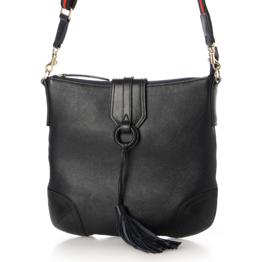 ジェニュインレザー Genuine Leather フリンジ本革ショルダーバッグ （dark navy） dark navy