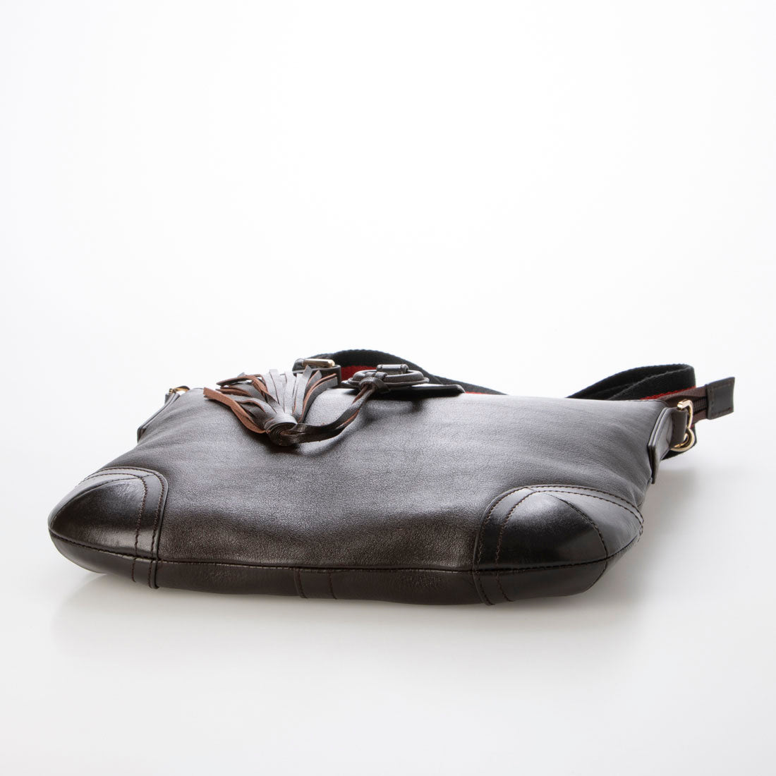 ジェニュインレザー Genuine Leather フリンジ本革ショルダーバッグ （dark navy） dark navy