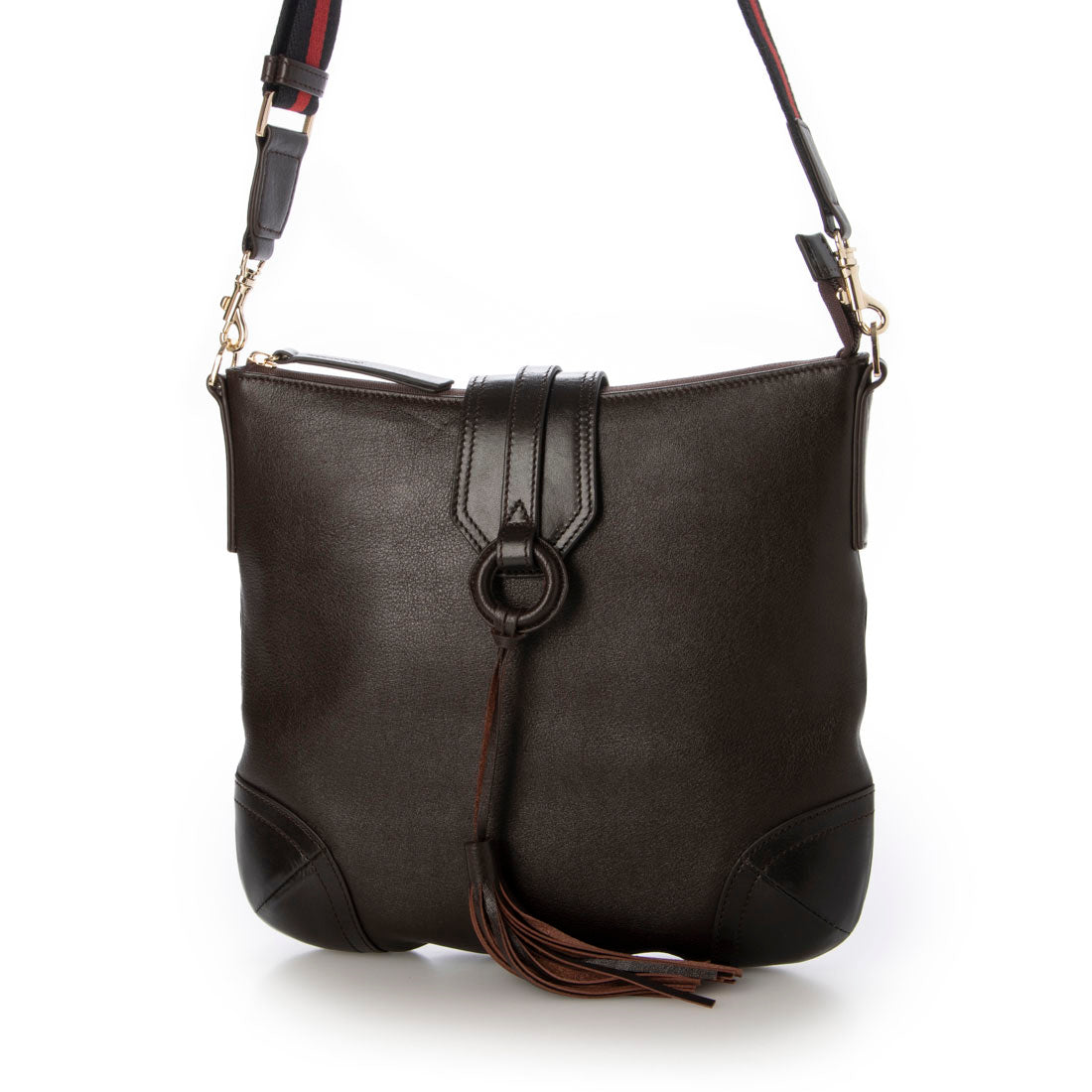 ジェニュインレザー Genuine Leather フリンジ本革ショルダーバッグ （choco） choco
