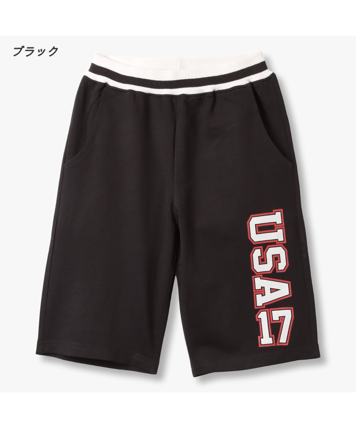 ディフィット D.FIT USAミニ裏毛ハーフパンツ,ブラック