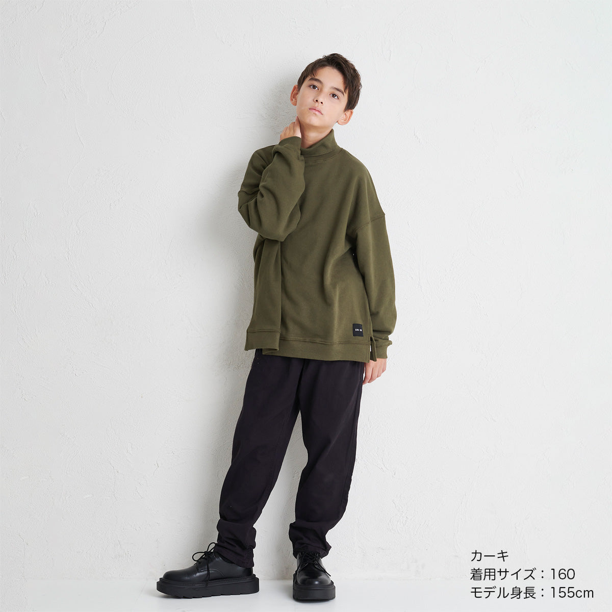 ディフィット D.FIT タートルネック裏毛BIGトレーナー,カーキ