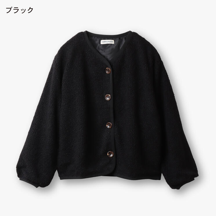ディフィット D.FIT ボア ノーカラージャケット,ブラック