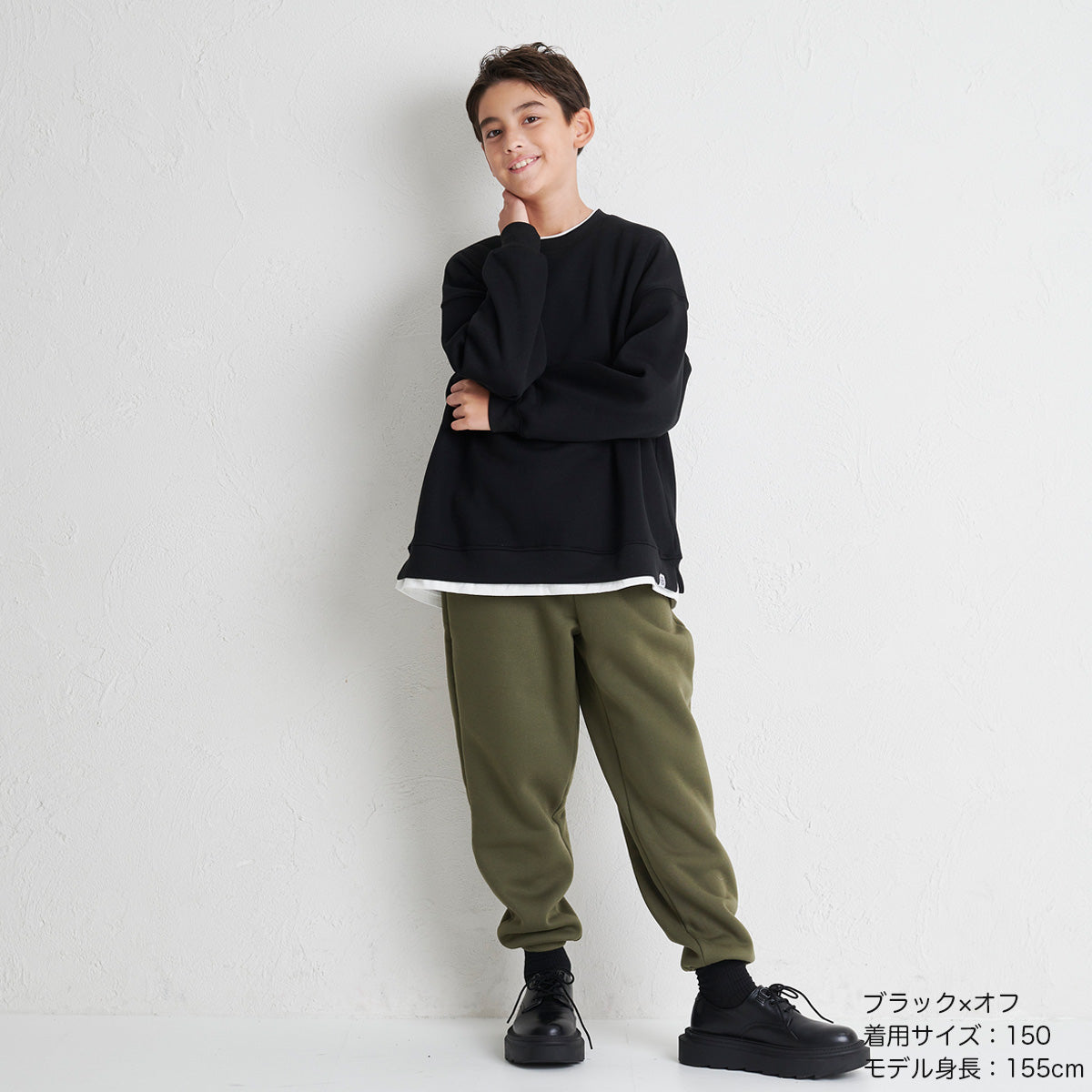 D.FIT Defeat Fleece Lined Double Collar Fake Layered BIG Sweatshirt Trainer BIG Silhouette