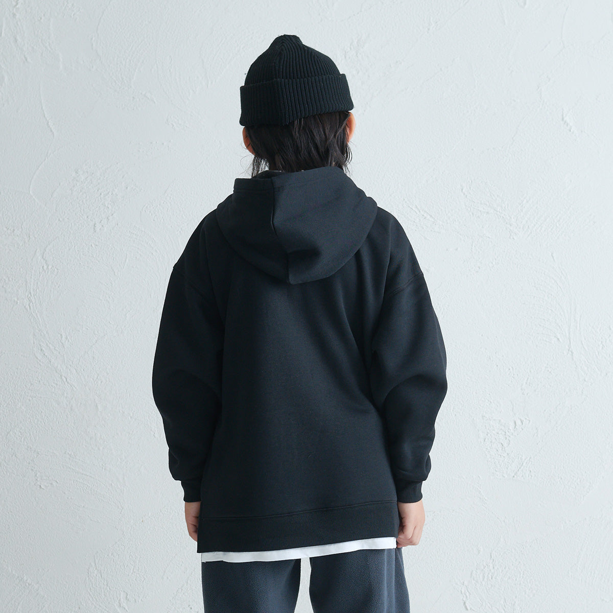 ディフィット D.FIT 裾フェイクレイヤード オーバーサイズ 裏起毛フーディ （BLACK） BLACK