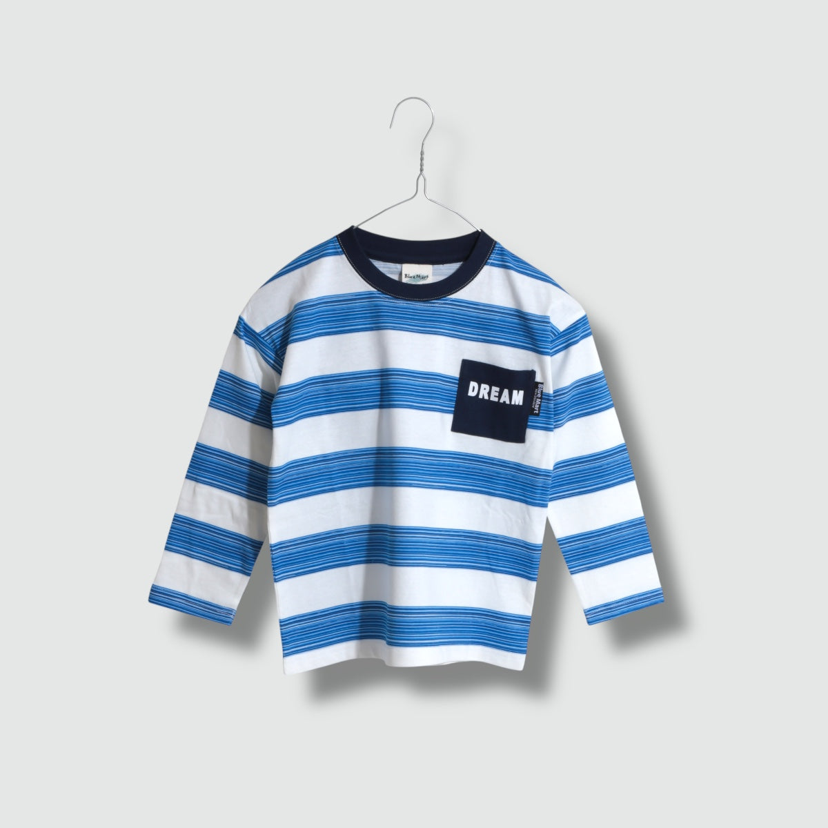 ディフィット D.FIT ボーダープリント 胸ポケット 長袖Tシャツ （BLUE） BLUE