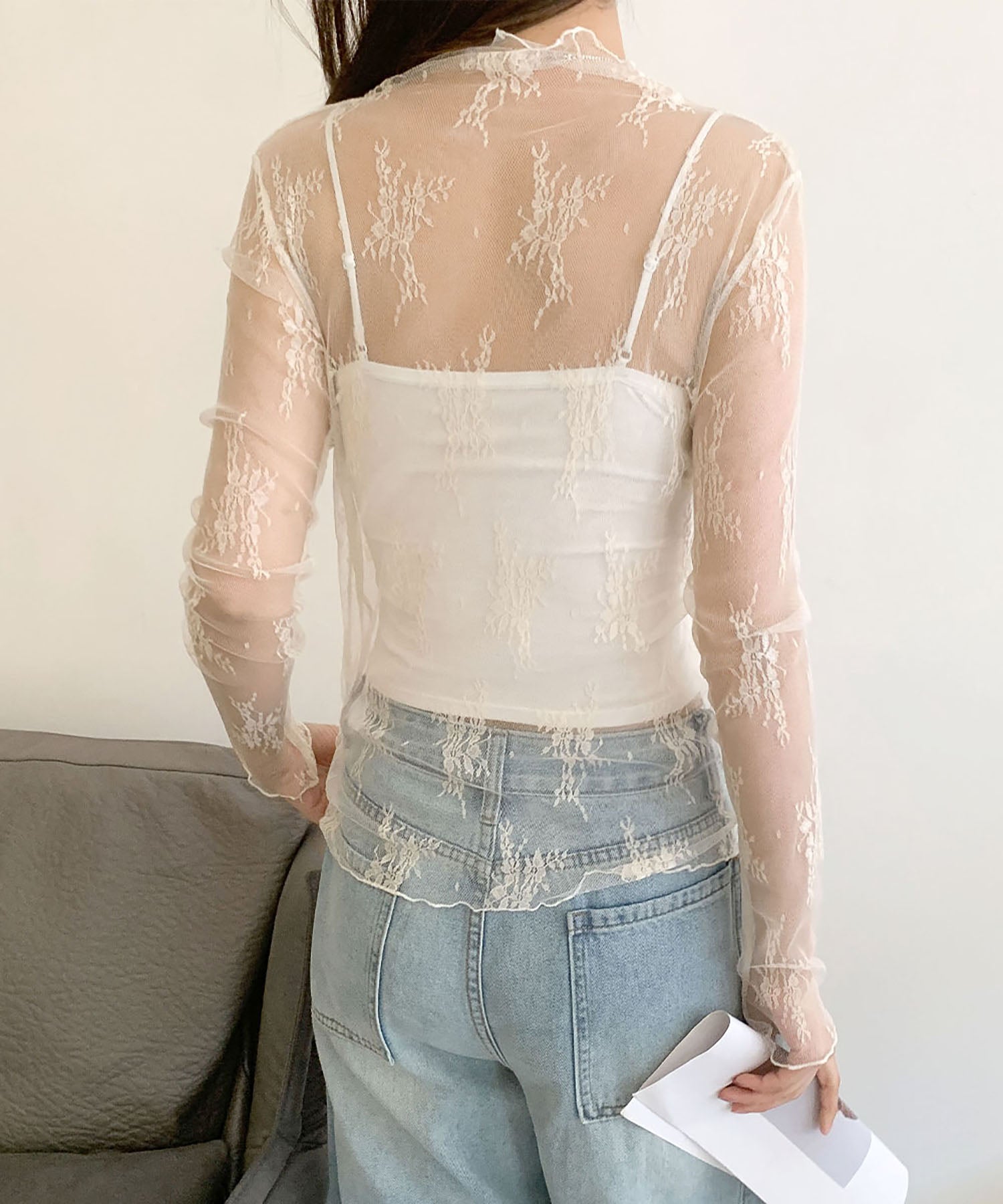 ガール GIRL フラワー刺繍チュールレースシアートップス 結婚式 パーティー オケージョン お呼ばれ （アイボリー） アイボリー
