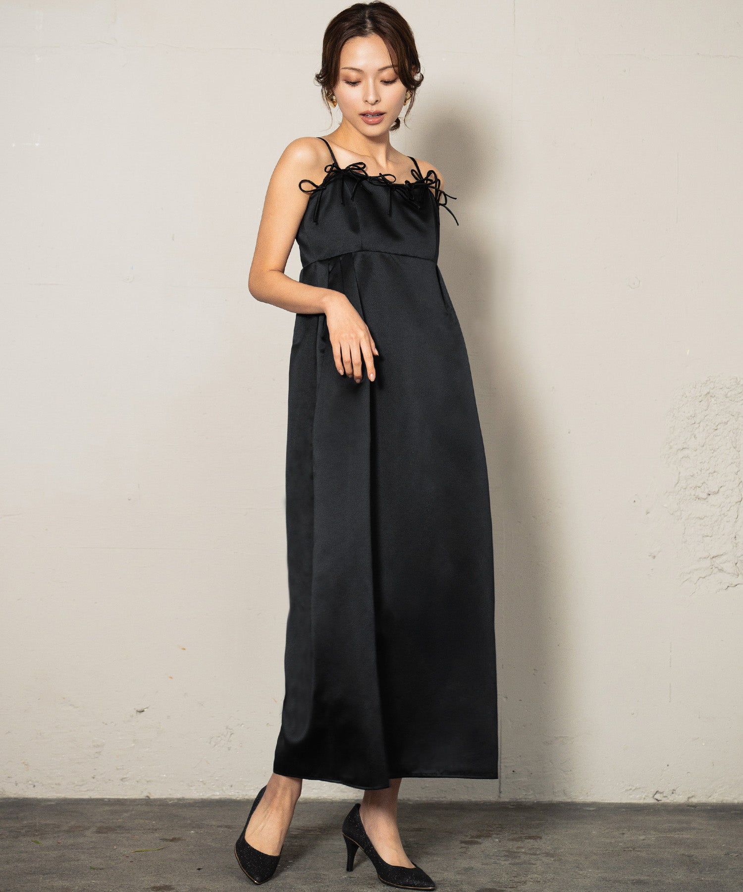 ガール GIRL リボンパフィーボリュームドレス 結婚式 ワンピース パーティードレス オケージョンドレス お呼ばれ 二次会 成人式 同窓会 （ブラック） ブラック