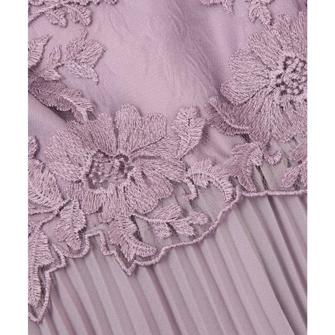 ガール GIRL 刺繍レース切替え5分袖プリーツロング丈結婚式ワンピースドレス （ブルーグレー） ブルーグレー