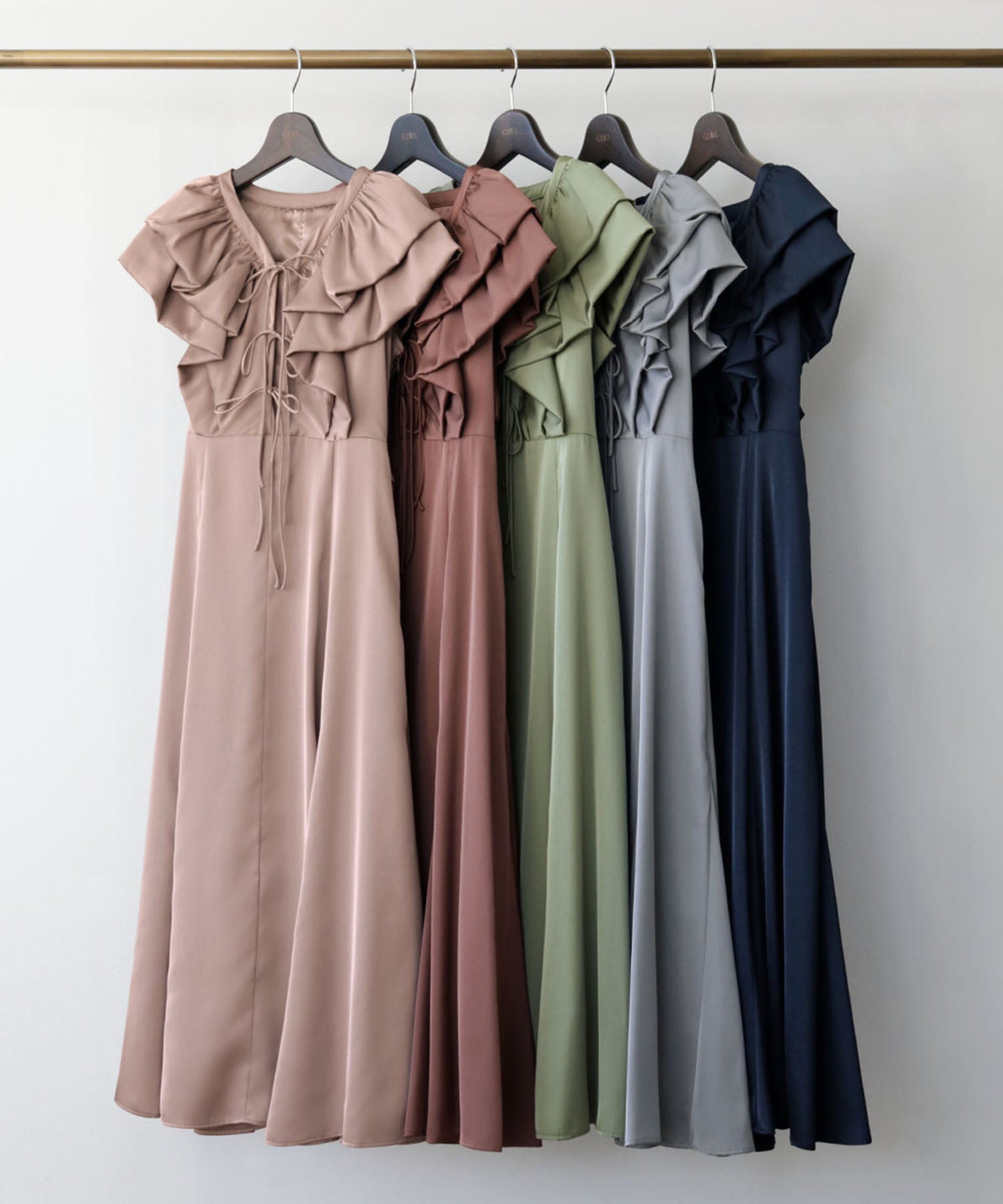 Girl Front Frill V-Neck Flare Long Wedding Dress Party Dress Occasion Dress Invitation Second Party Coming of Age Ceremony Reunion