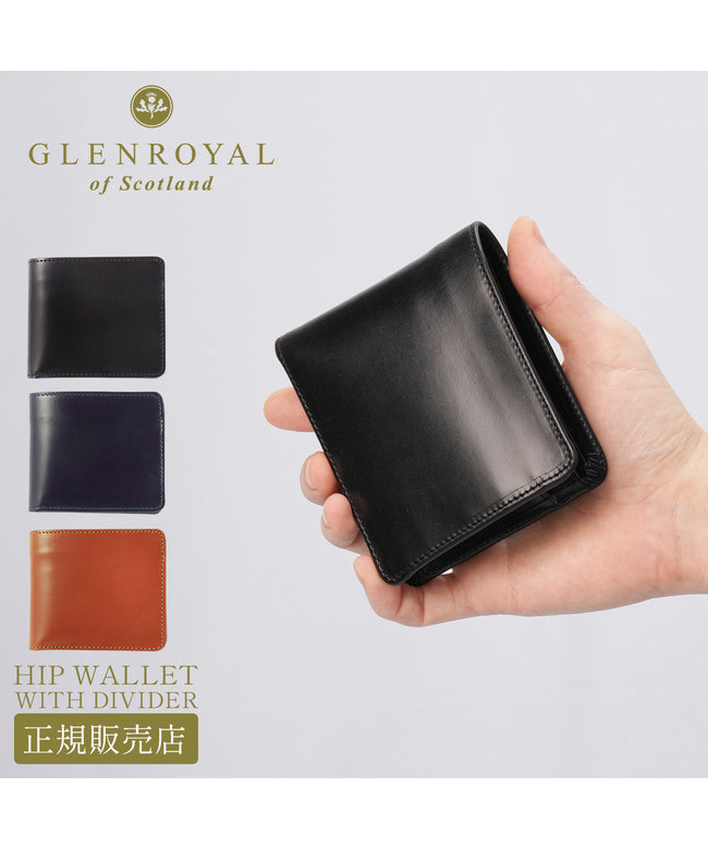 グレンロイヤル GLENROYAL 新商品/渡辺/グレンロイヤル//HIP WALLET W DIVIDER/二つ折り財布【03-6171】 （ニューブラック） ニューブラック