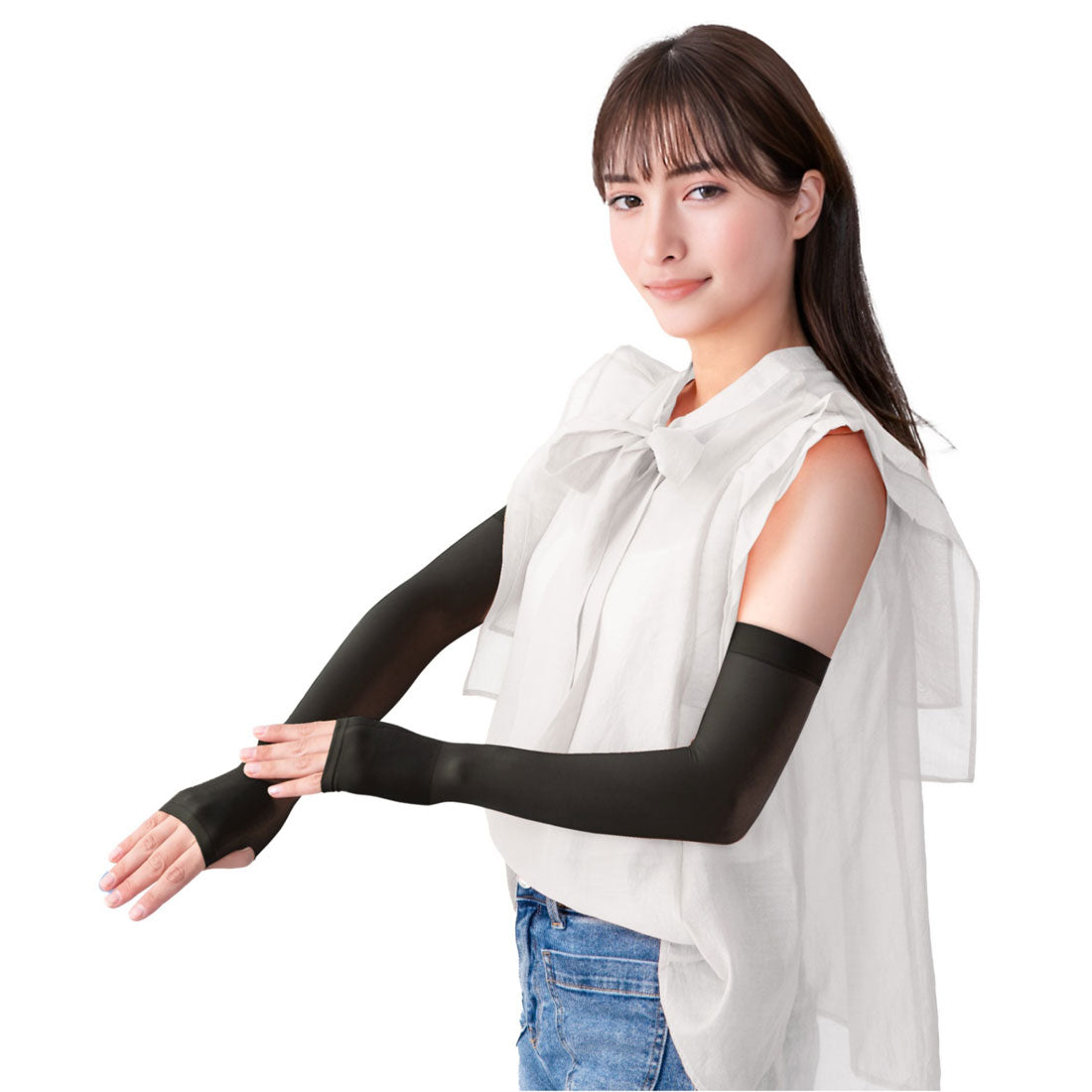 グローバルジャパン GLOBAL JAPAN ストッキングのようなUV冷感アームカバー2セット組 （ブラック） ブラック