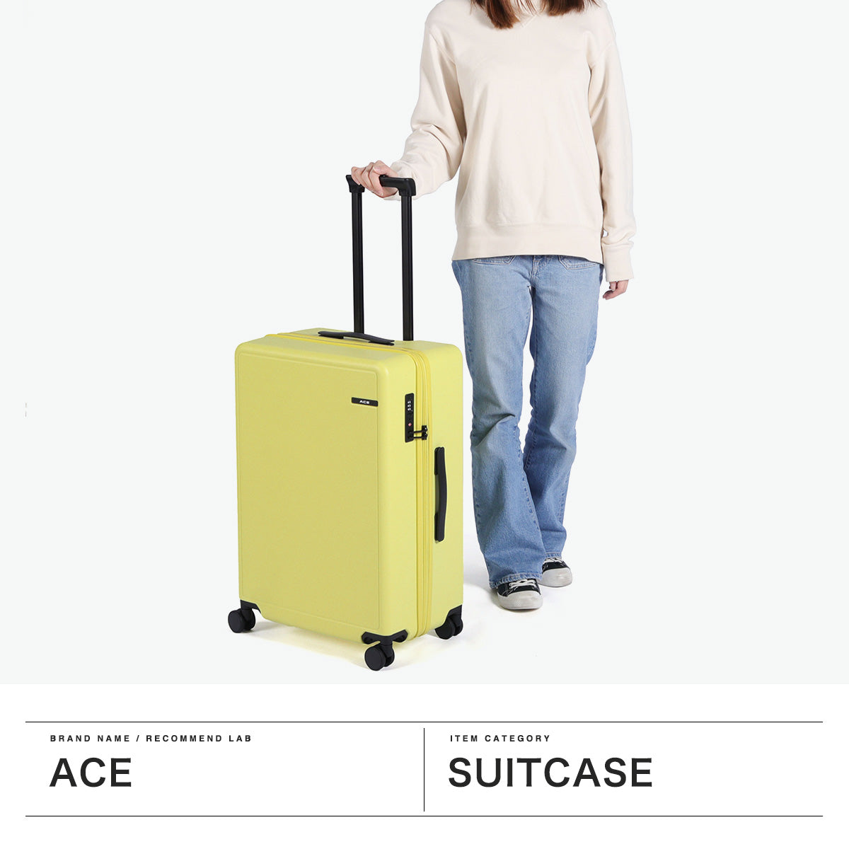 エース ACE 当店限定モデル スーツケース Mサイズ キャリーケース 軽量 軽い かわいい ドリンクホルダー 双輪 TSロック 旅行 ブランド ビジネス 5泊 6泊 大きめ 63L 別注 ベベル 05682 （アイボリー） アイボリー