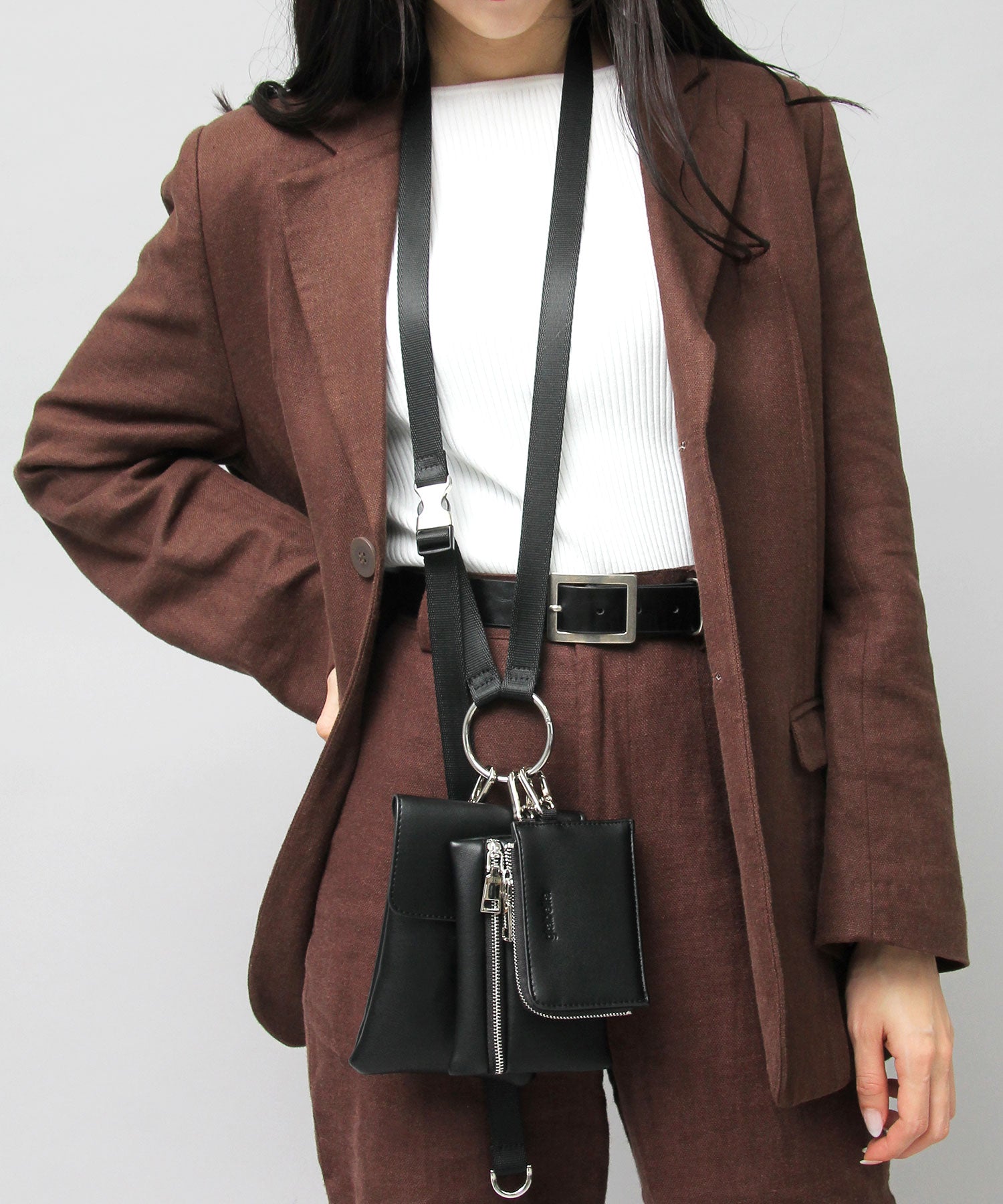Gravela glabella shoulder bag 3-way multi mini shoulder bag neck pouch Synthetic Leather