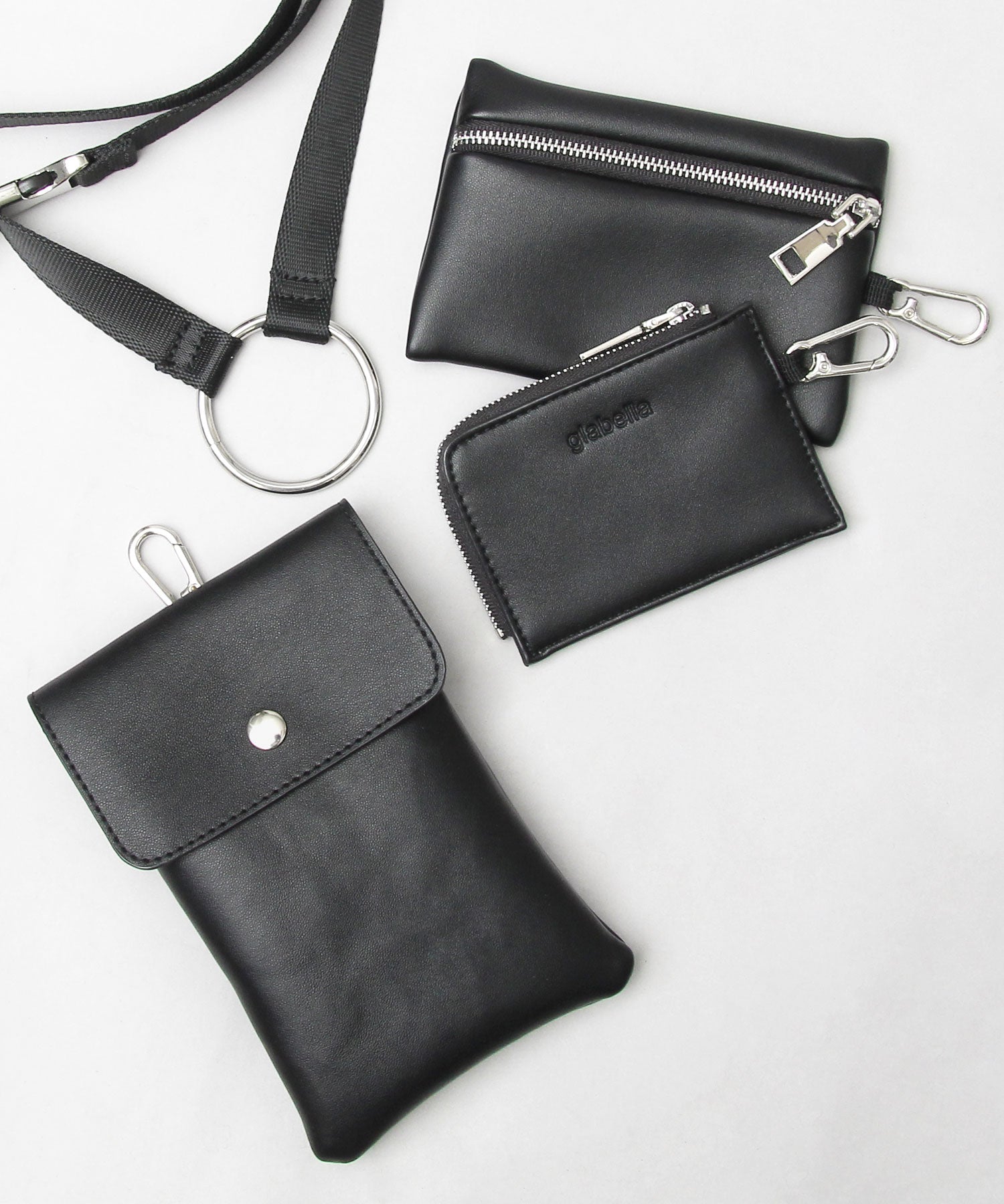 Gravela glabella shoulder bag 3-way multi mini shoulder bag neck pouch Synthetic Leather