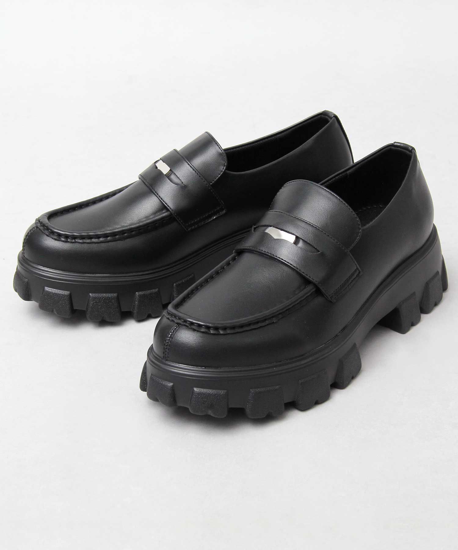 グラベラ glabella コインローファー 厚底 ローファー トラックソール 黒 （ブラック A） ブラック₋A