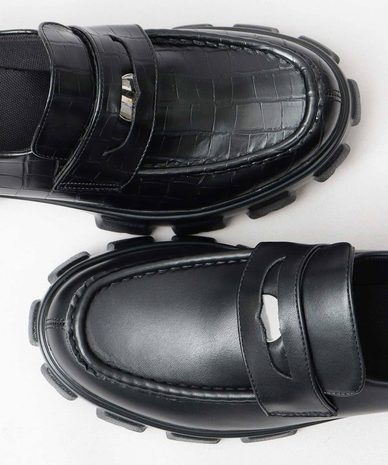 グラベラ glabella コインローファー 厚底 ローファー トラックソール 黒 （ブラック A） ブラック₋A