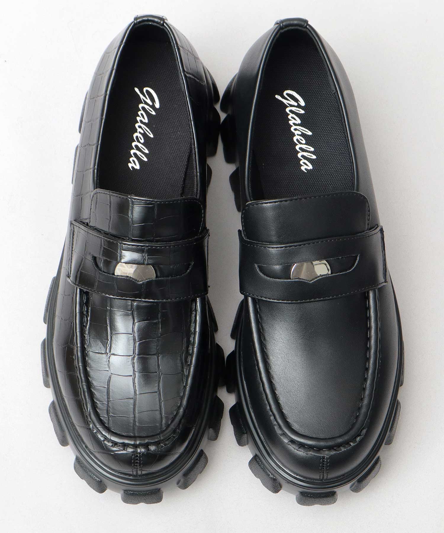 グラベラ glabella コインローファー 厚底 ローファー トラックソール 黒 （ブラック A） ブラック₋A