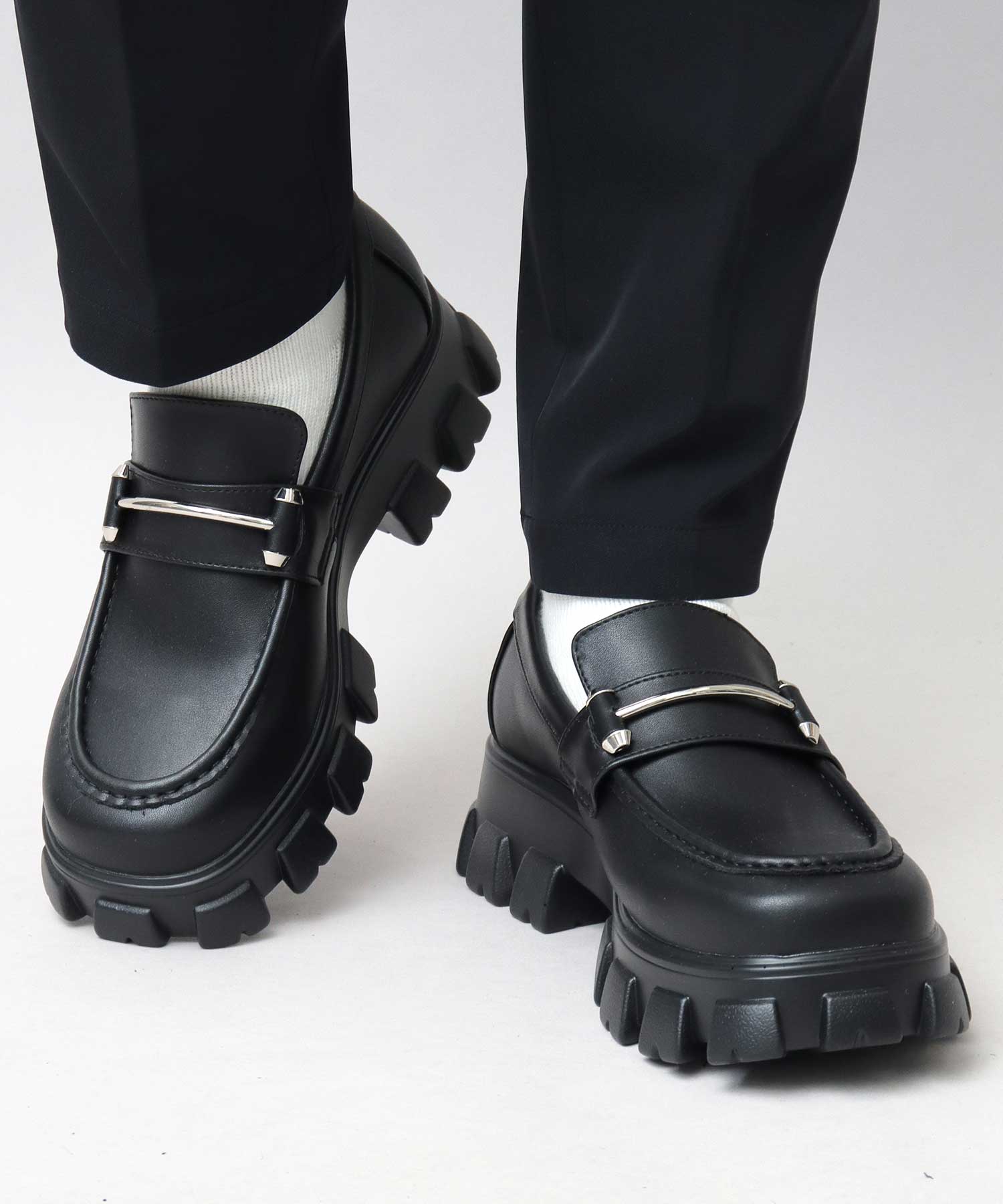 Gravela glabella thick-soled bit loafers men's loafers men's shoes black simple