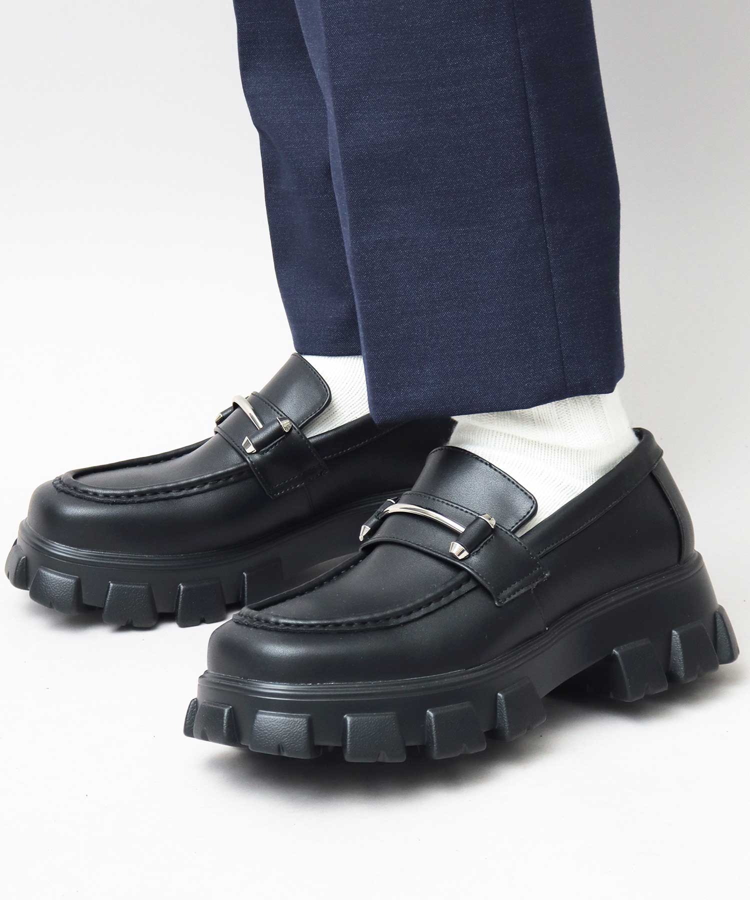 Gravela glabella thick-soled bit loafers men's loafers men's shoes black simple