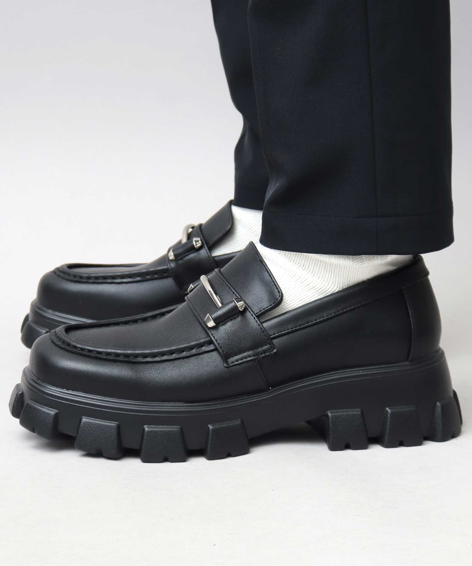 Gravela glabella thick-soled bit loafers men's loafers men's shoes black simple