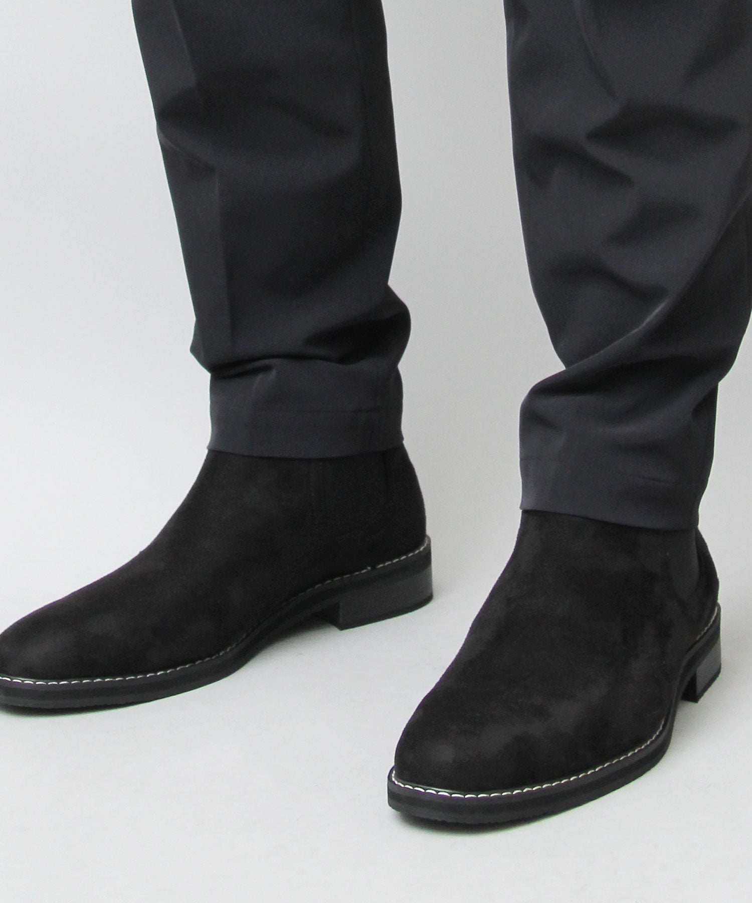 眉間戈爾男士靴子絨面革切爾西靴