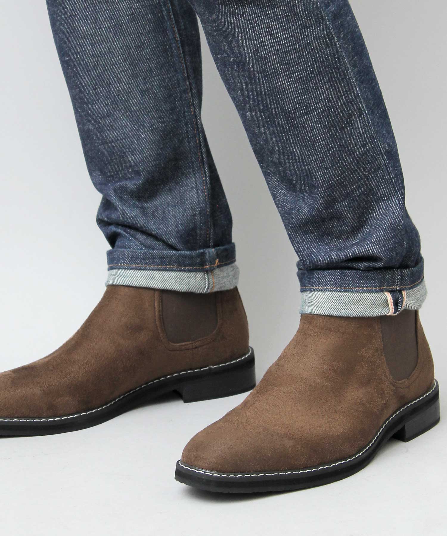 眉間戈爾男士靴子絨面革切爾西靴