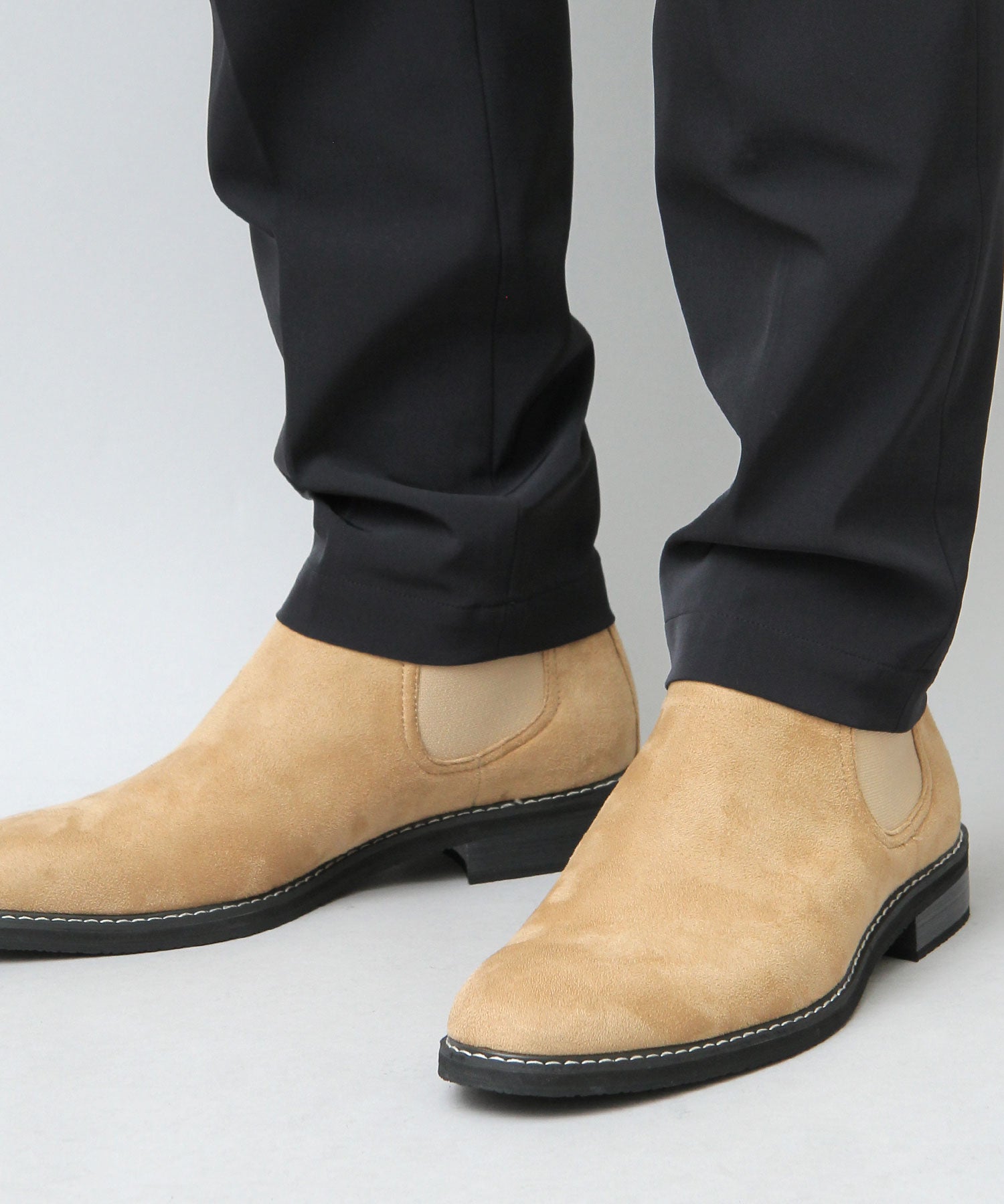 眉間戈爾男士靴子絨面革切爾西靴