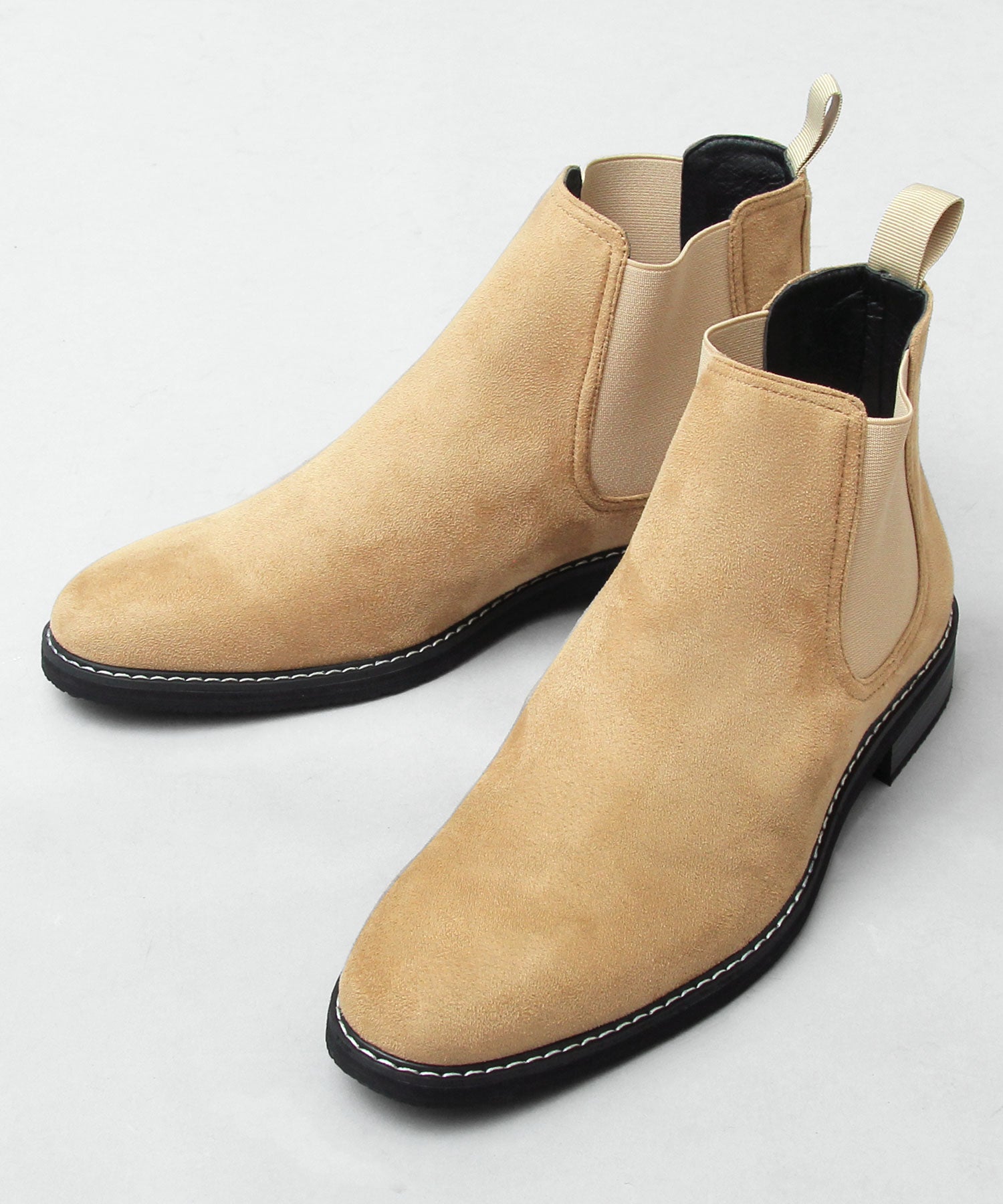 眉間戈爾男士靴子絨面革切爾西靴