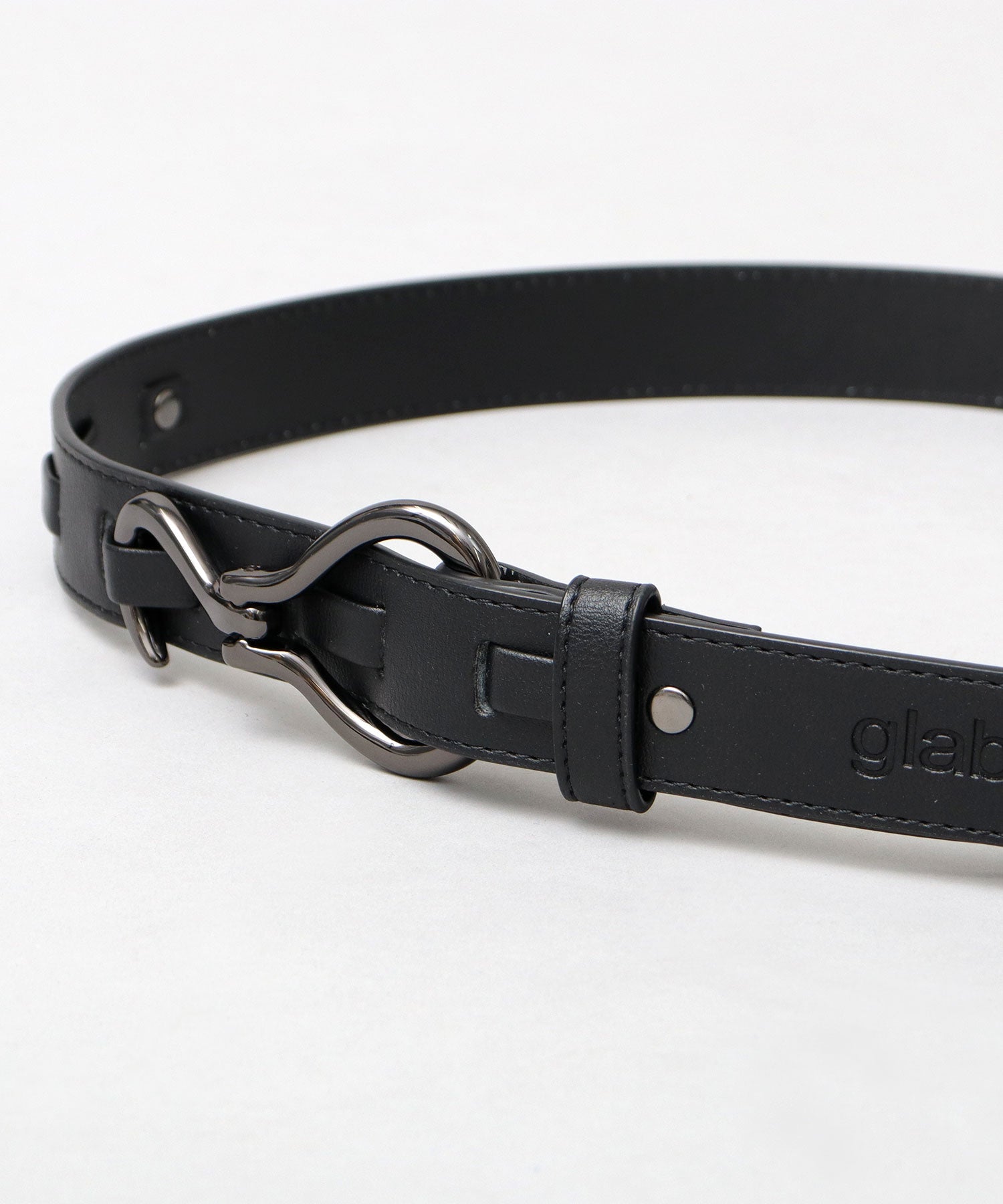 グラベラ glabella ベルト フックベルト フェイクレザー 黒 ブラック フックバックル,ブラック-B(ブラックニッケル)
