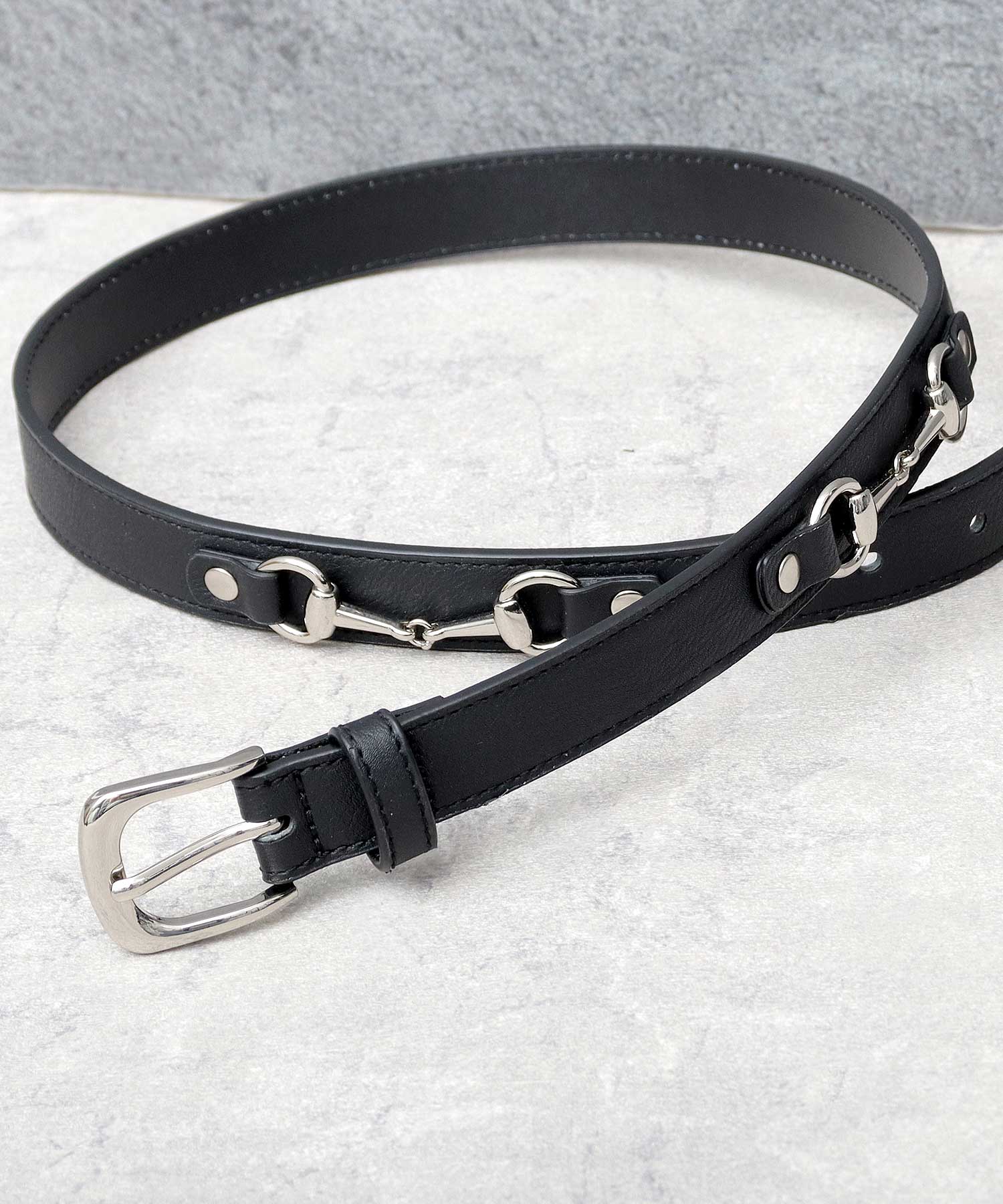 グラベラ glabella ベルト メンズ 細ベルト ナローベルト ビット付き 細め 合皮 フェイクレザー シルバービット