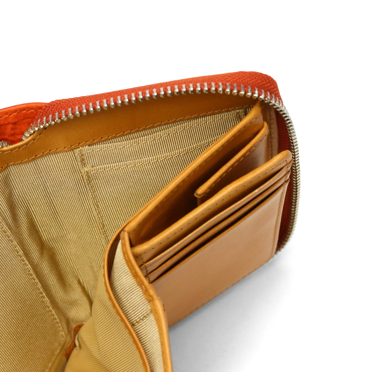 バギーズアネックス BAGGY'S ANNEX 二つ折り財布 レディース ファスナー 使いやすい 財布 大人 本革 レザー ブランド シンプル 革 革財布 コンパクト BOX型 NATURAL BOX  ナチュラルボックス ラウンドハーフ LZKM-3601 （ORANGE） ORANGE