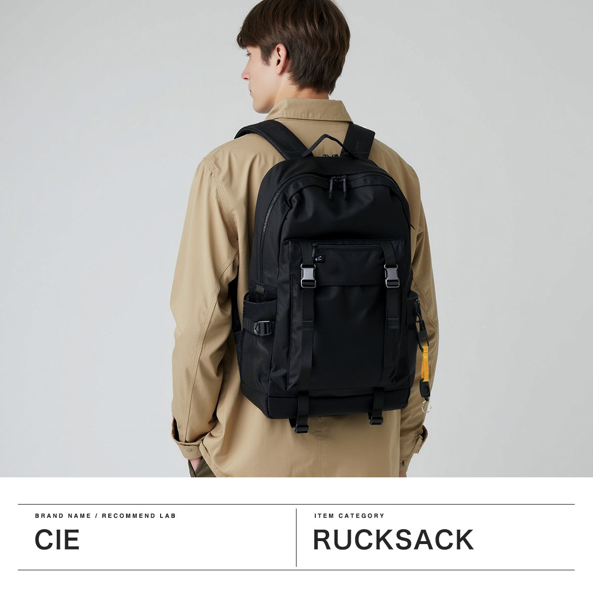 シー CIE リュック メンズ レディース 大容量 バックパック バッグ デイパック 高級感 撥水ファスナー PC収納 通勤 通学 B4 18L 15inch ABLE BACKPACK -01 202400 （BLACK） BLACK