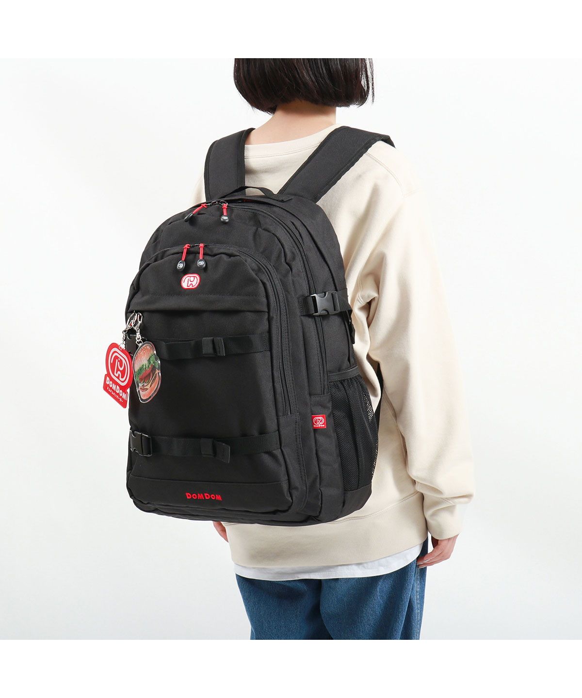 ドムドムハンバーガー DOMDOM ドムドム リュック DOMDOM ドムドムハンバーガー バックパック 通学リュック B4 A4 30L 大きめ 撥水 2層 どむぞうくん DM002 （ホワイト） ホワイト
