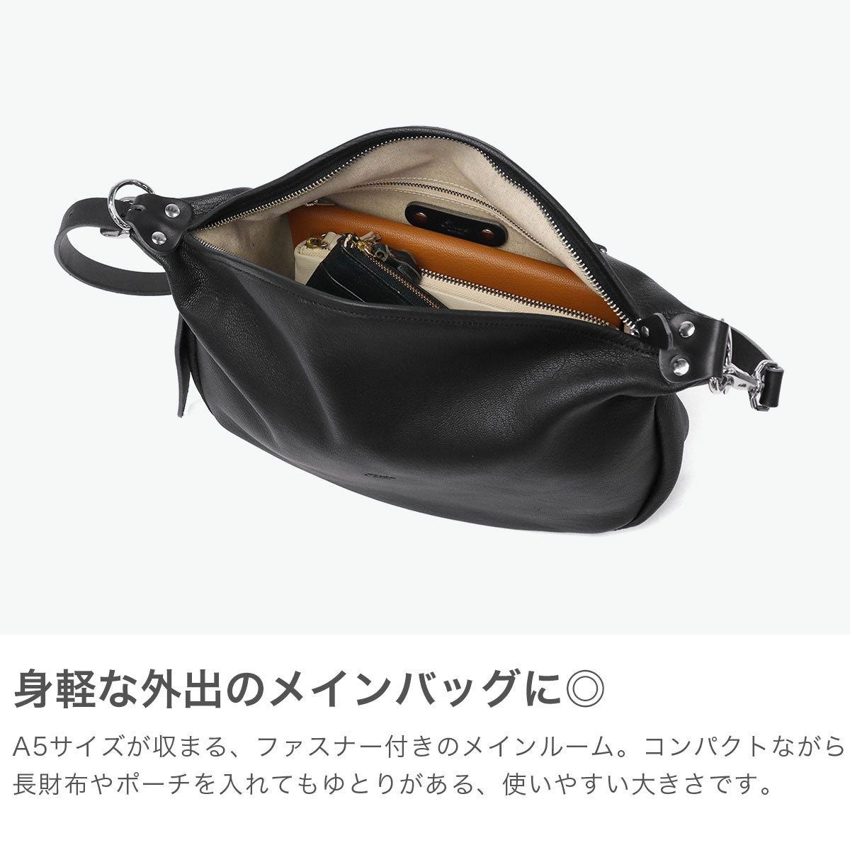 アンサ Ense ショルダーバッグ レディース バッグ レザー ブランド 革 本革 斜めがけ A5 シンプル Sサイズ 山羊革 ハンドバッグ 大人 2WAY 日本製 goat shoulder S GL603F （グレージュ） グレージュ