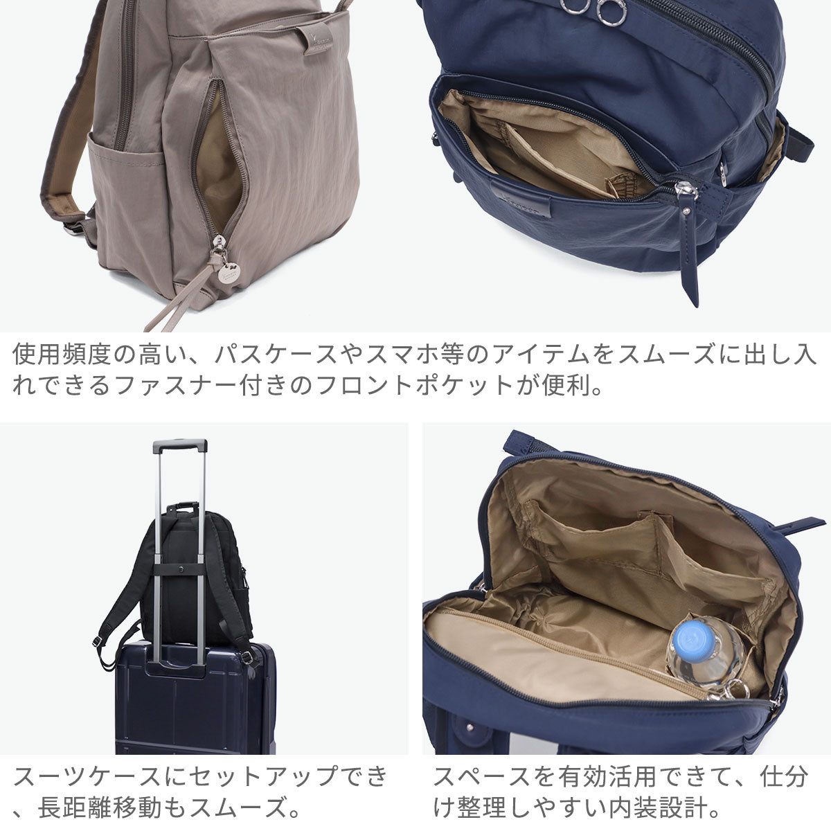 カナナプロジェクトコレクション Kanana project COLLECTION リュック レディース 通勤 軽量 小さめ おしゃれ ナイロン デイパック バックパック 大人 B5 14L ECD-1 リュックサック 19084 （ブラック） ブラック