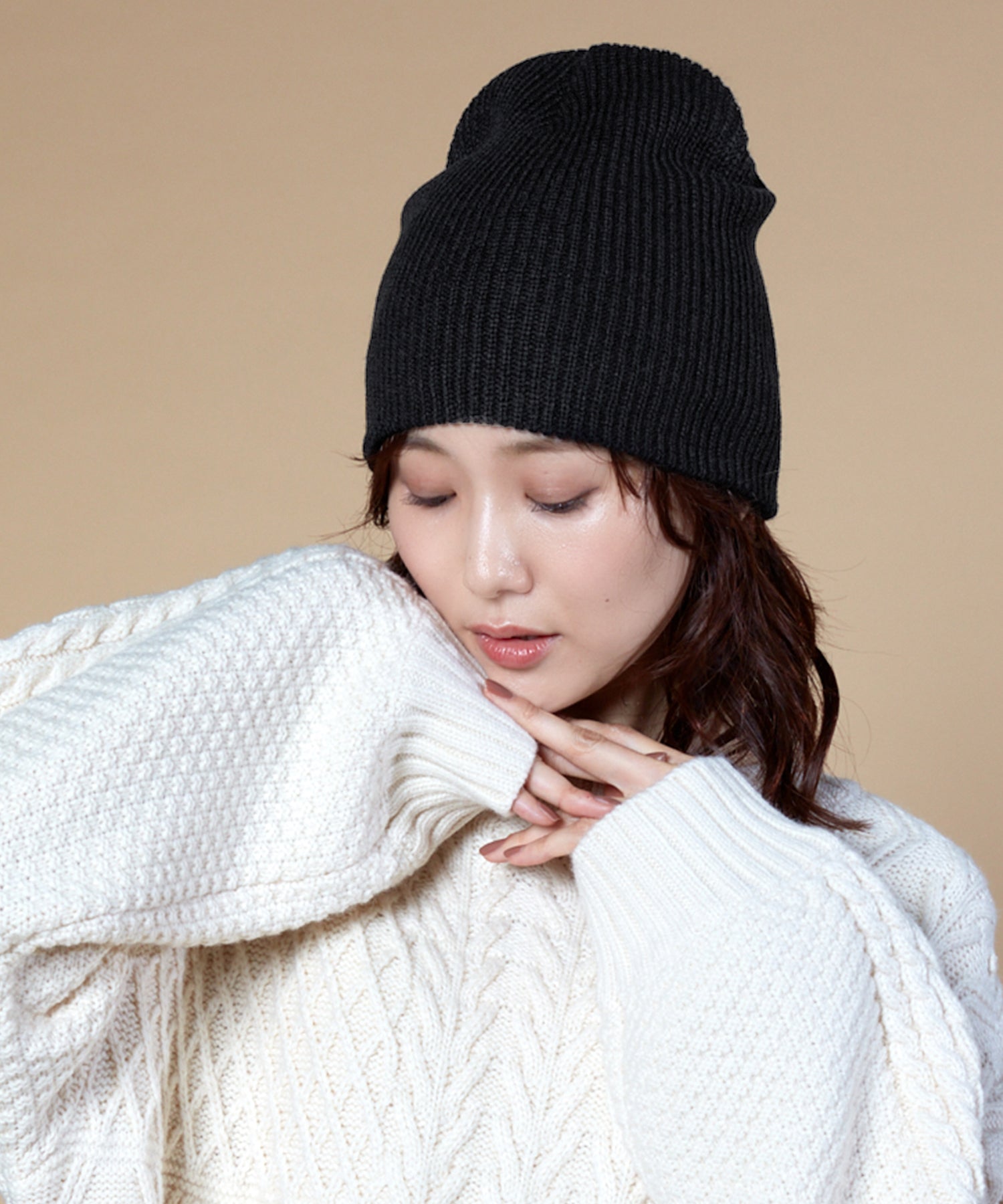 ミルサ milsa milsa  ニットビーニー,BLACK (01)