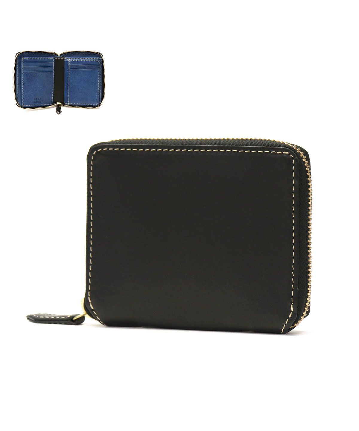 ネルド NELD ネルド 財布 NELD ELBA エルバ ラウンドミドル財布 二つ折り財布 BOX型小銭入れ ラウンドファスナー 本革 大人 シンプル AN218 （ブラック） ブラック