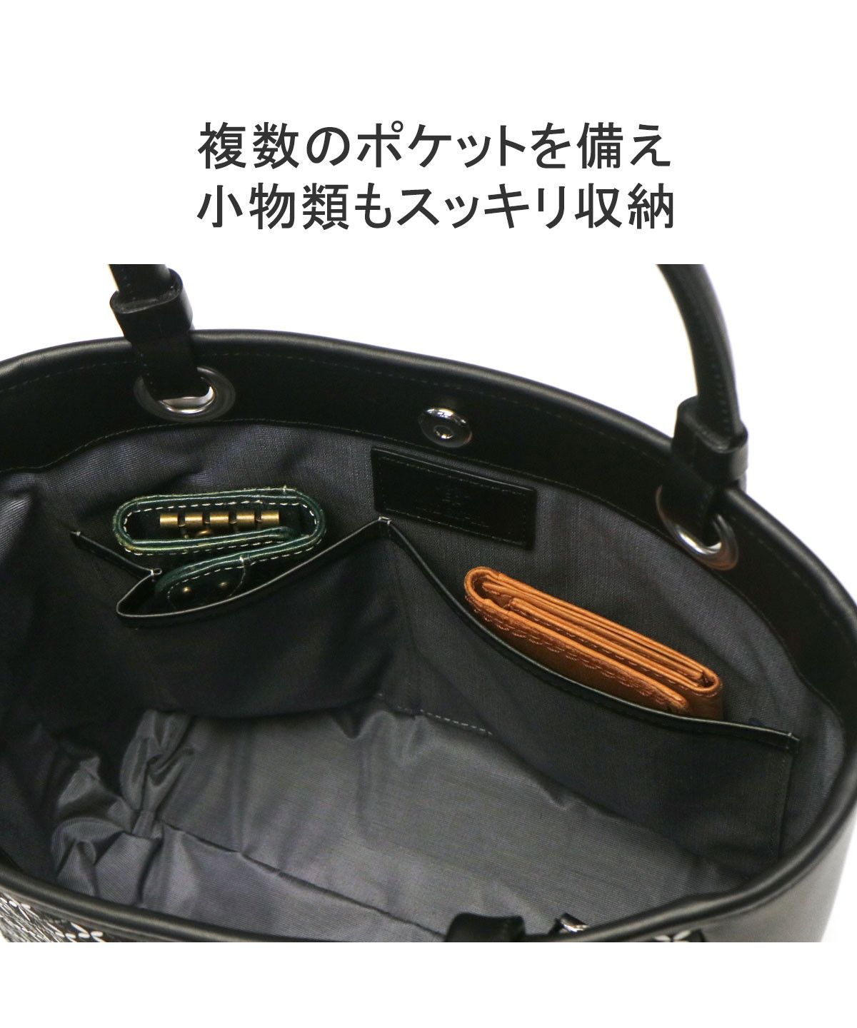 インデンヤ 印傳屋 印傳屋 トートバッグ 印伝 印伝屋 インデンヤ INDENーYA そよか 17手提 手提げ トート バッグ ハンドバッグ スクエア 自立 本革 鹿革 8813 （ブラック） ブラック