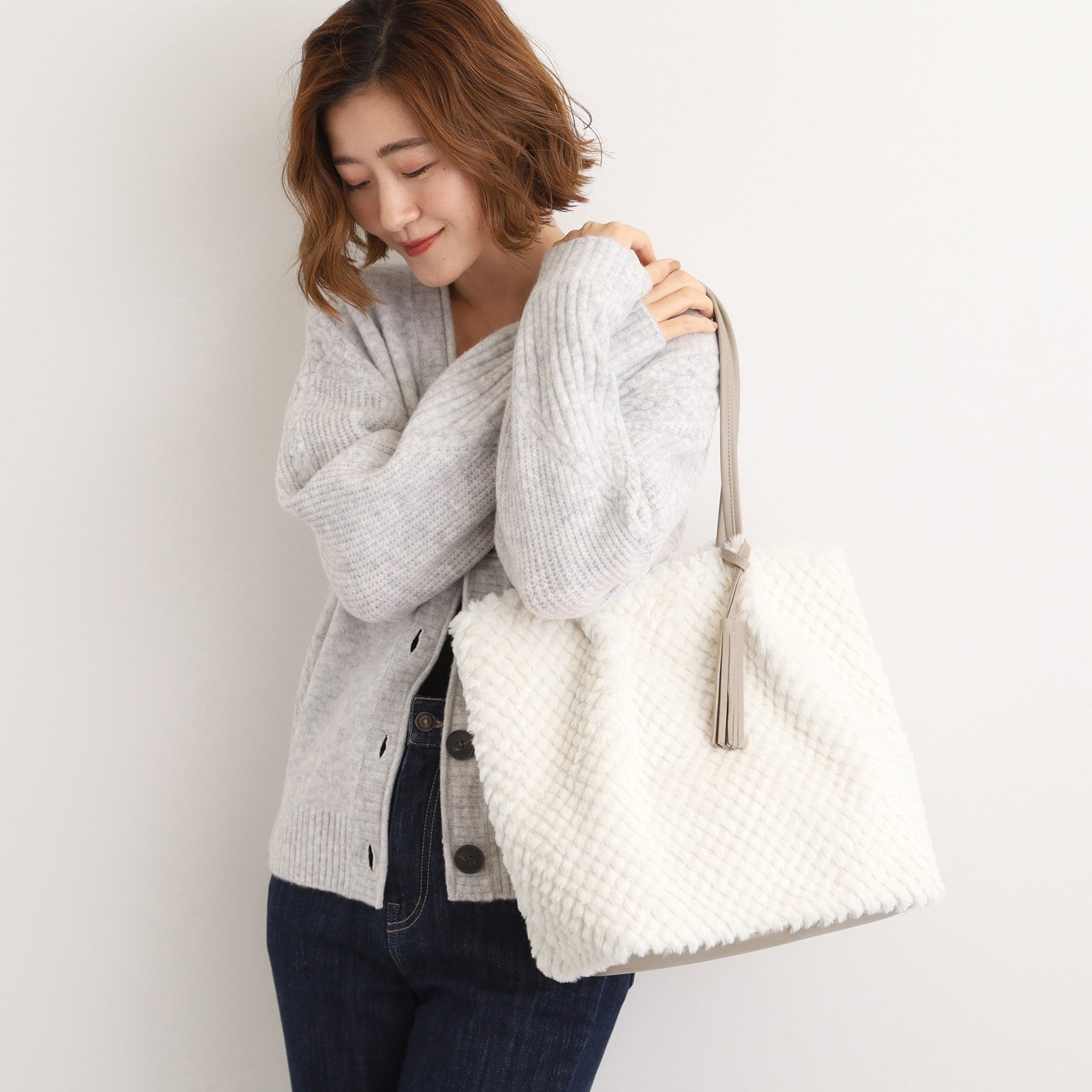 グローブ grove ポコポコエコファータッセルトート （チャコールグレー(014)） チャコールグレー(014)