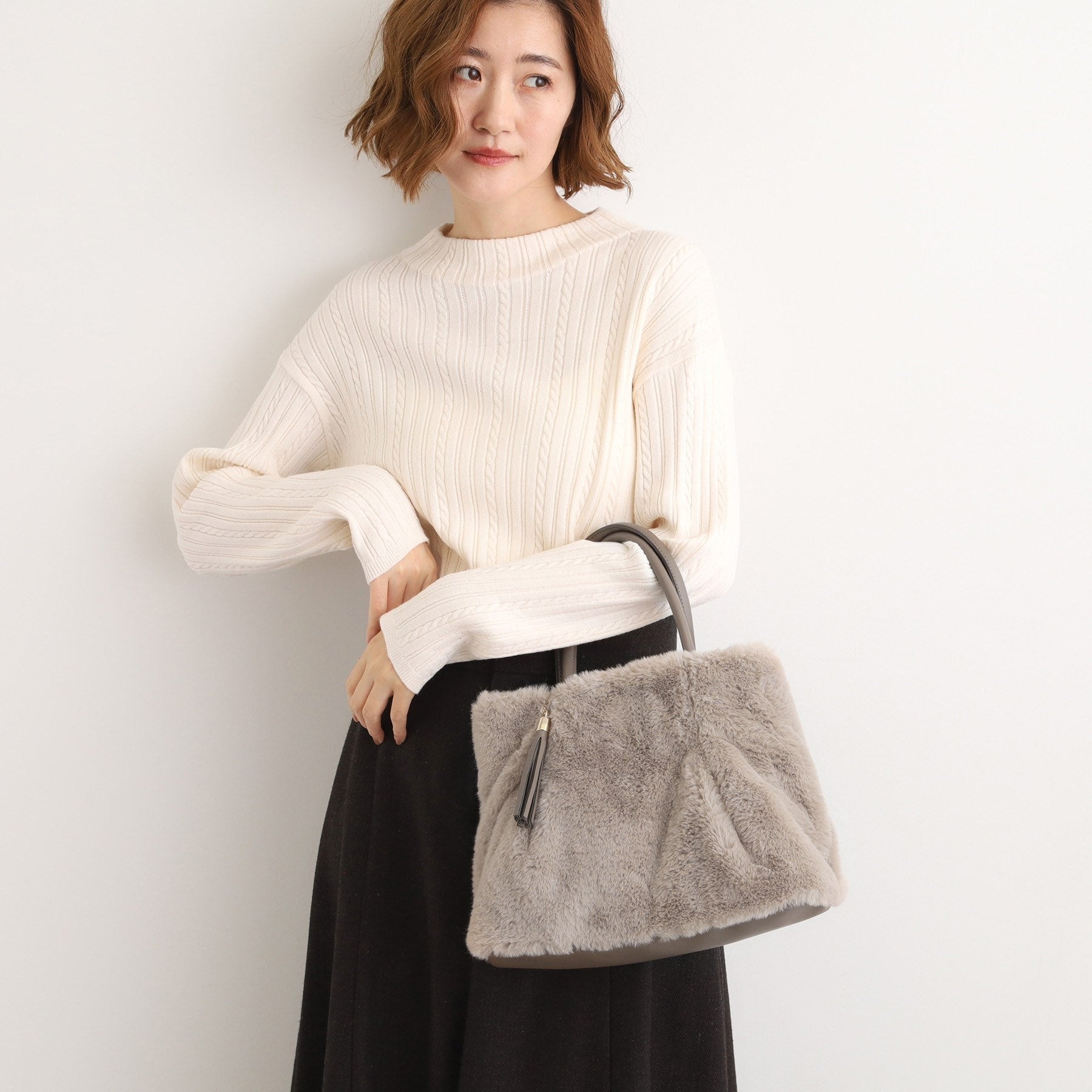 グローブ grove タックタッセルエコファー2WAYトート （モカブラウン(742)） モカブラウン(742)