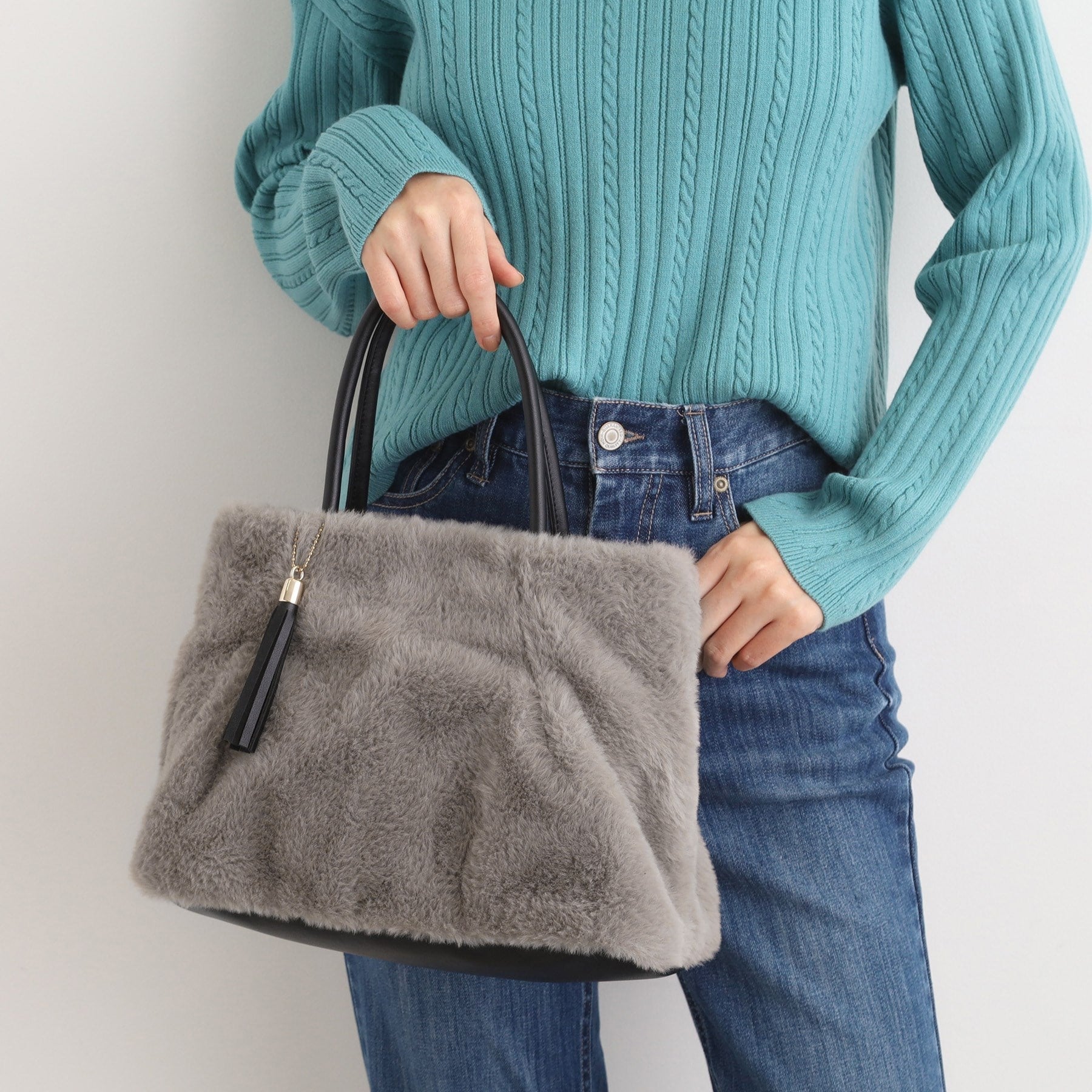 グローブ grove タックタッセルエコファー2WAYトート （チャコールグレー(013)） チャコールグレー(013)