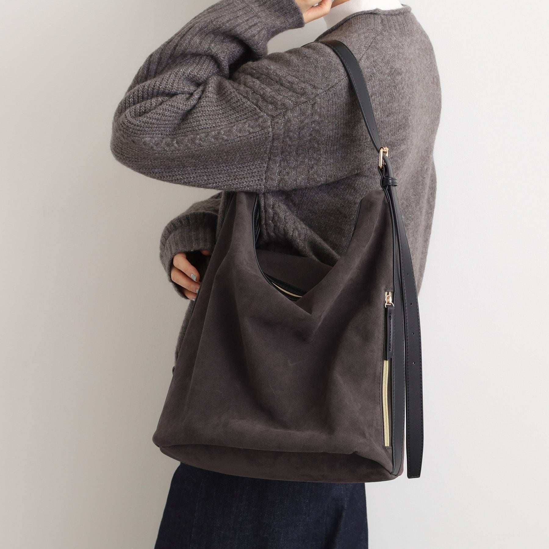 グローブ grove スエード調コンビワンンショルダー （ダークグレー(014)） ダークグレー(014)