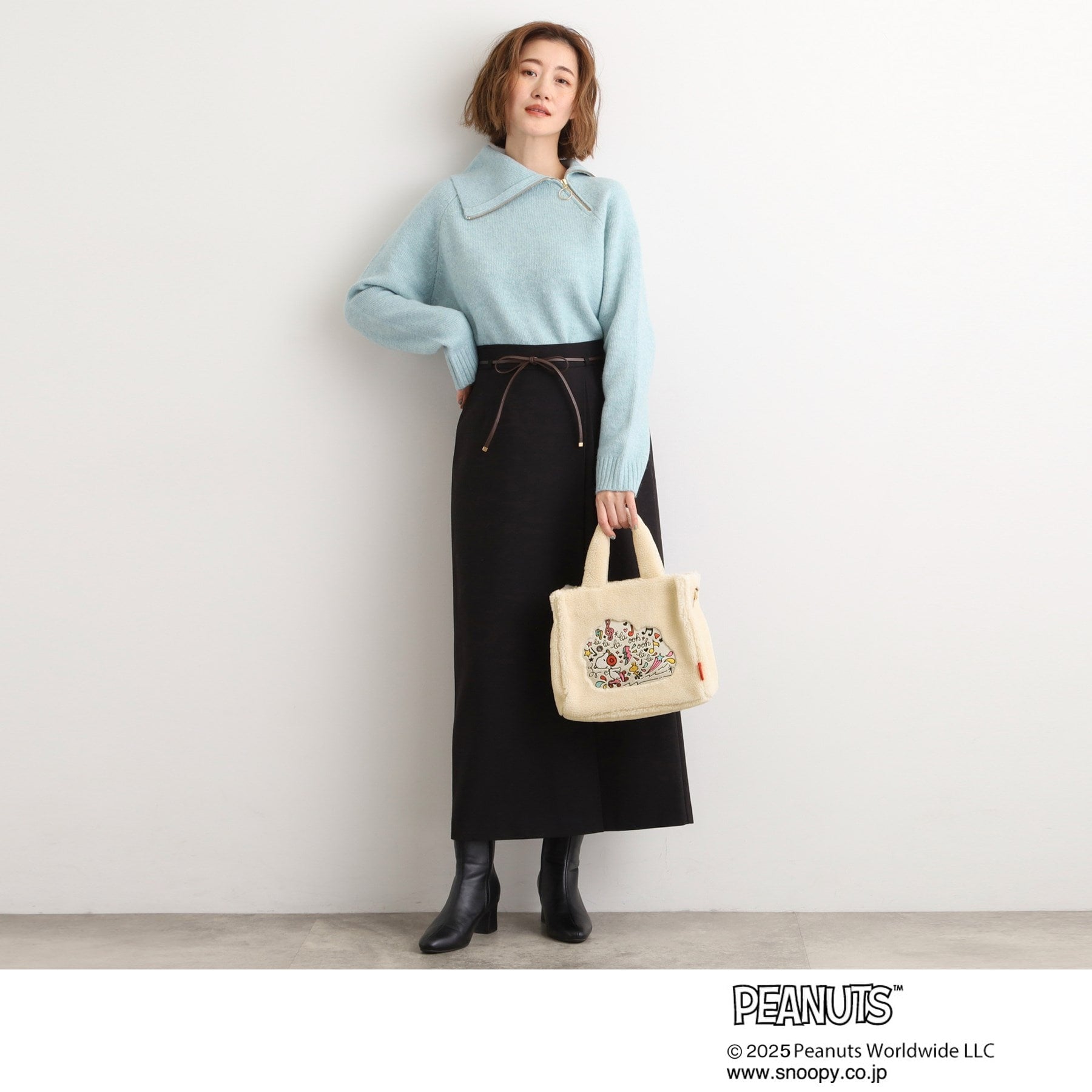 グローブ grove 【PEANUTS】ボアスクエア2WAYトート （ブラック(019)） ブラック(019)