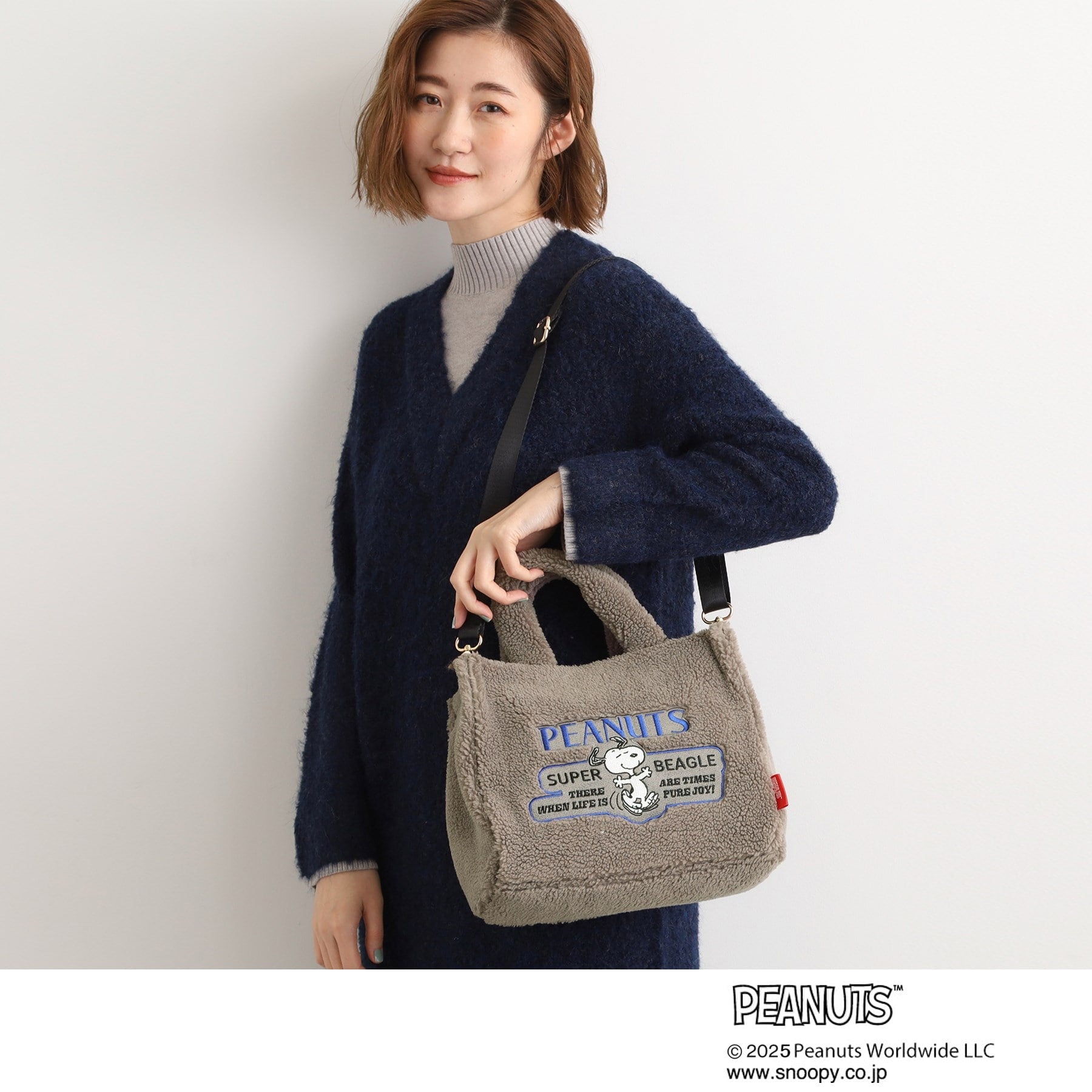 グローブ grove 【PEANUTS】ボアスクエア2WAYトート （ブラック(019)） ブラック(019)