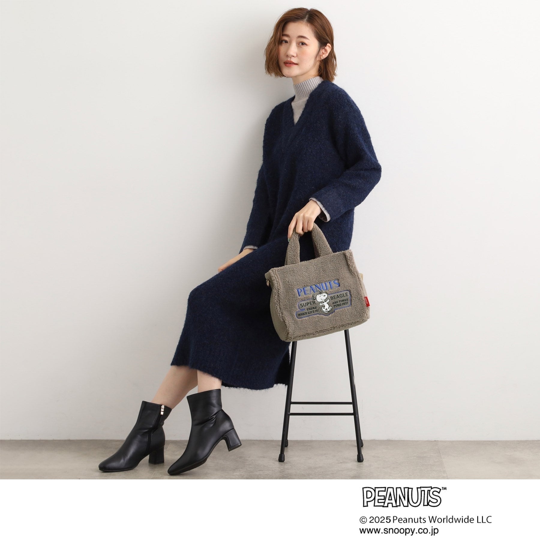 グローブ grove 【PEANUTS】ボアスクエア2WAYトート （ブラック(019)） ブラック(019)