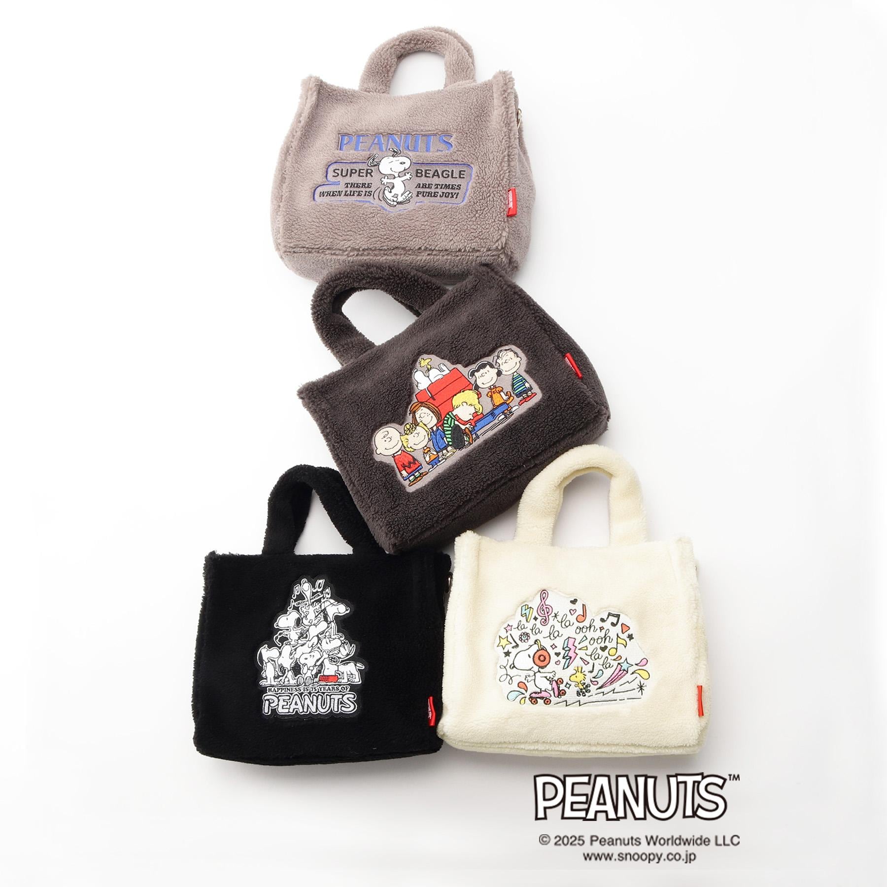 グローブ grove 【PEANUTS】ボアスクエア2WAYトート （ブラック(019)） ブラック(019)