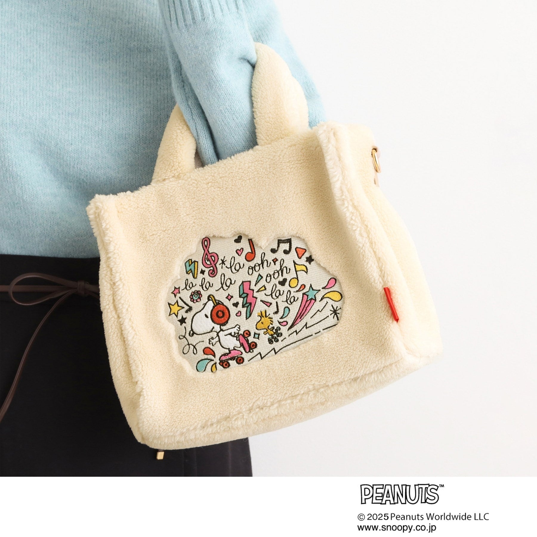 グローブ grove 【PEANUTS】ボアスクエア2WAYトート （アイボリー(004)） アイボリー(004)